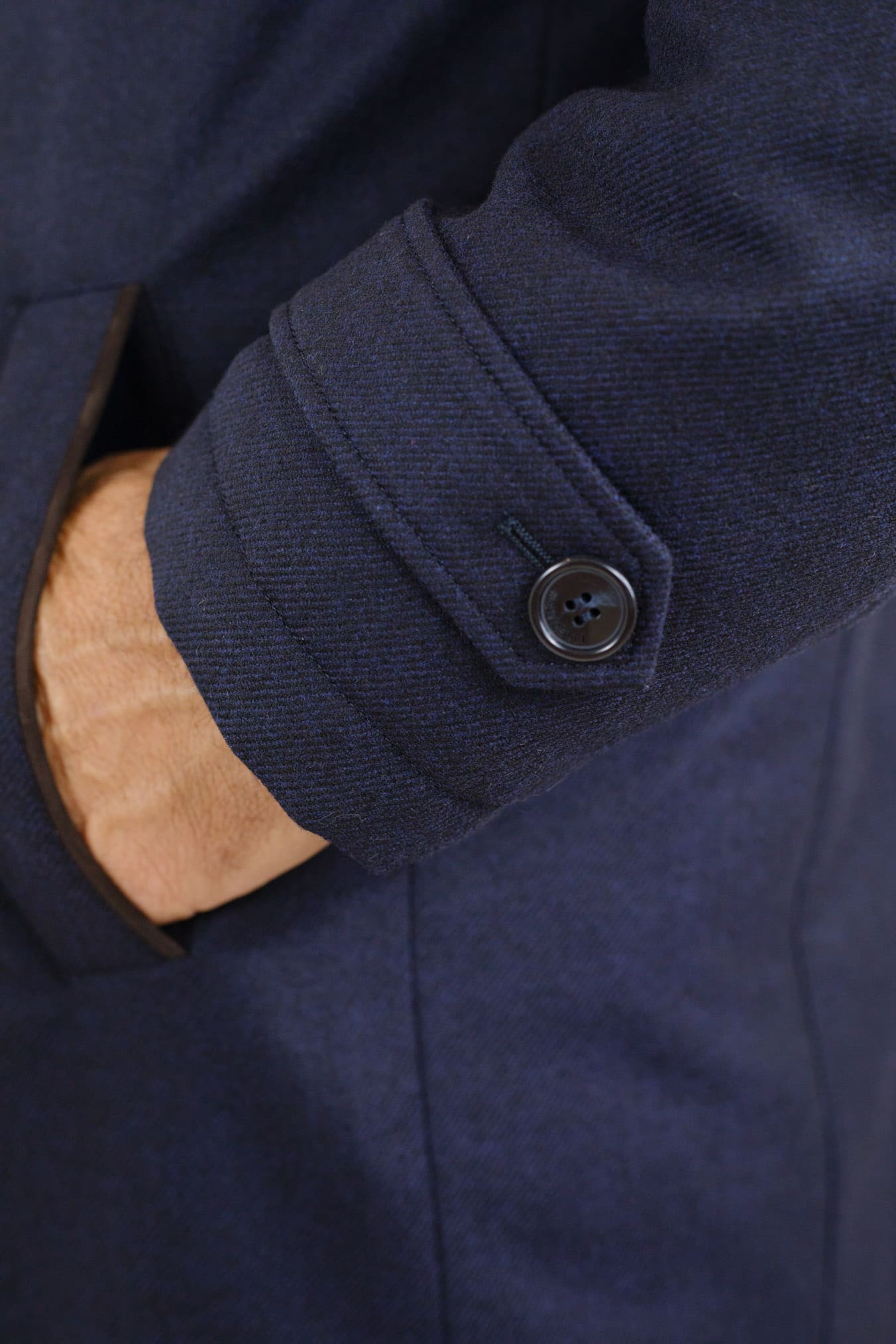 Giaccone Tessuto Loro Piana Imbottito Piuma D'Oca Blu - Guarino Store