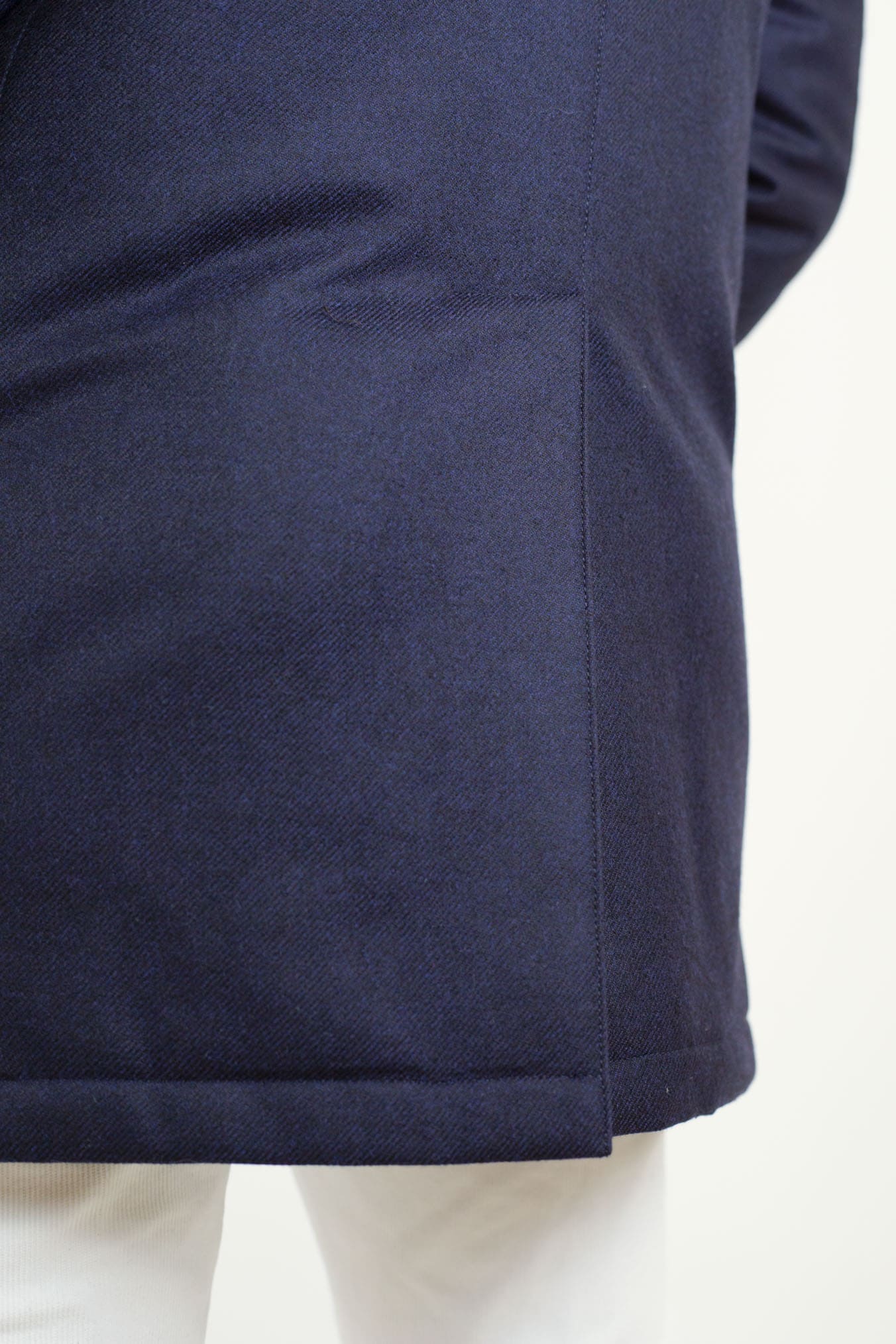 Giaccone Tessuto Loro Piana Imbottito Piuma D'Oca Blu - Guarino Store