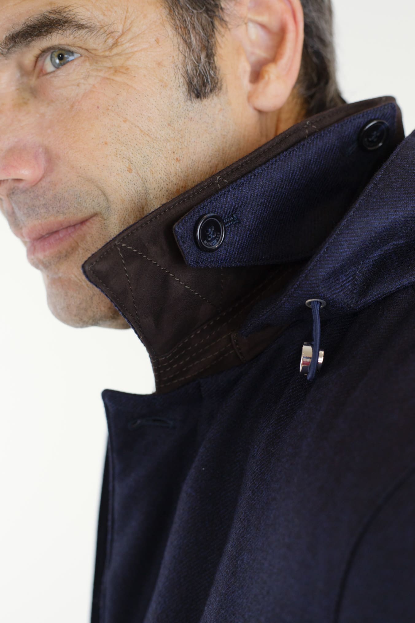 Giaccone Tessuto Loro Piana Imbottito Piuma D'Oca Blu - Guarino Store