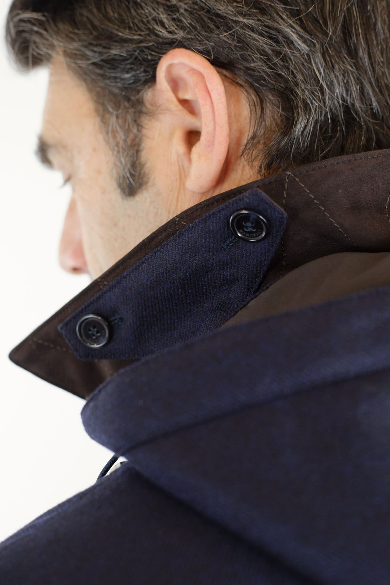 Giaccone Tessuto Loro Piana Imbottito Piuma D'Oca Blu - Guarino Store