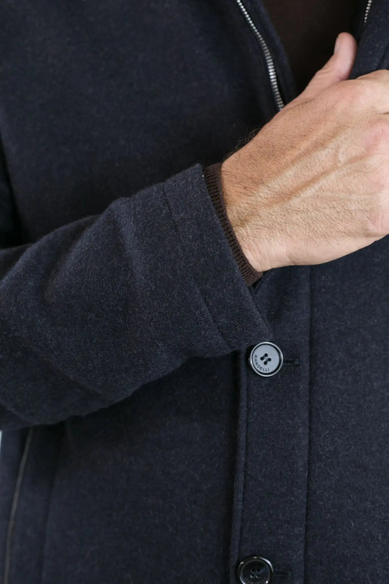 Cappotto in Jersey di Cashmere Cappuccio Removibile Blu - Guarino Store