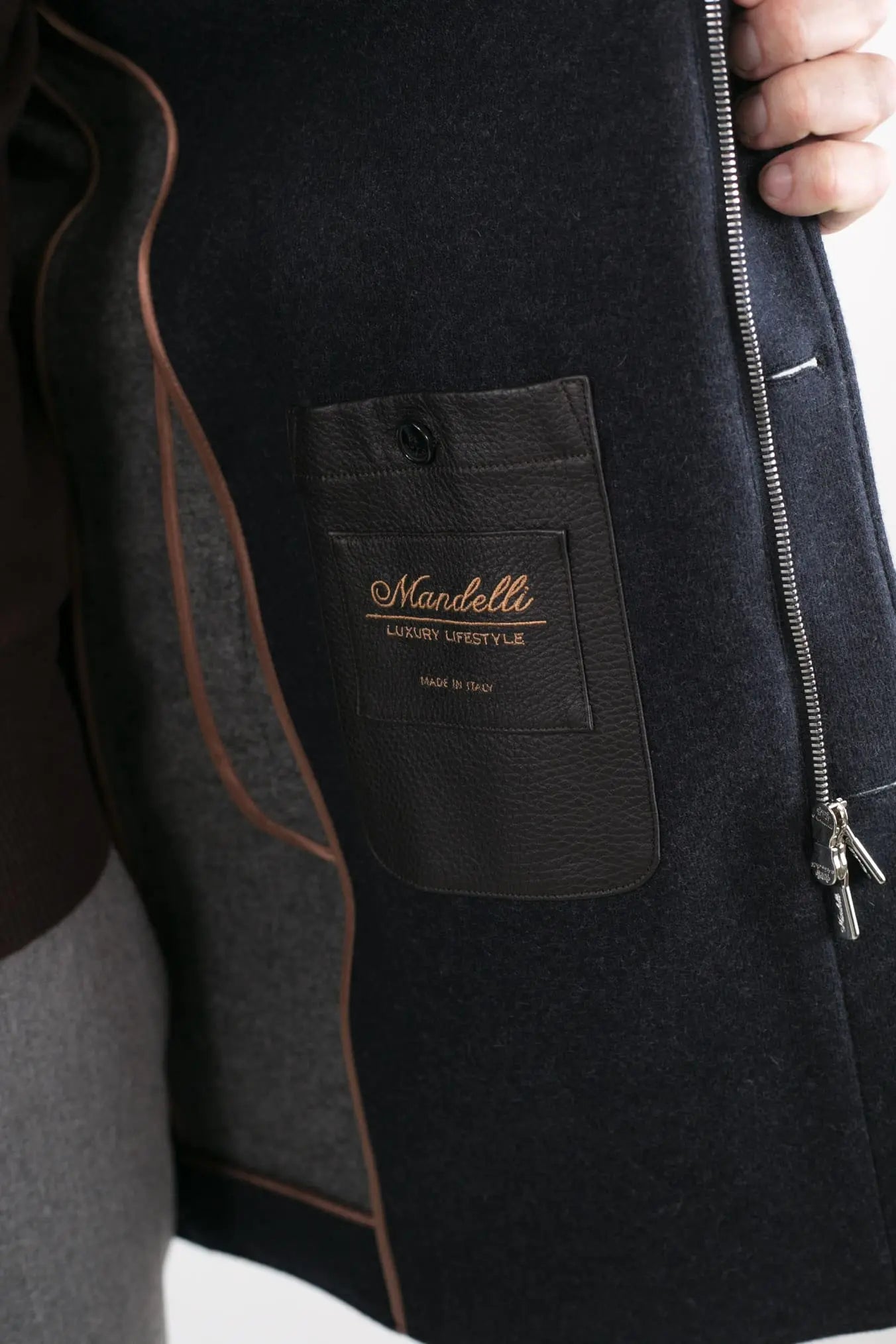 Cappotto in Jersey di Cashmere Cappuccio Removibile Blu - Guarino Store