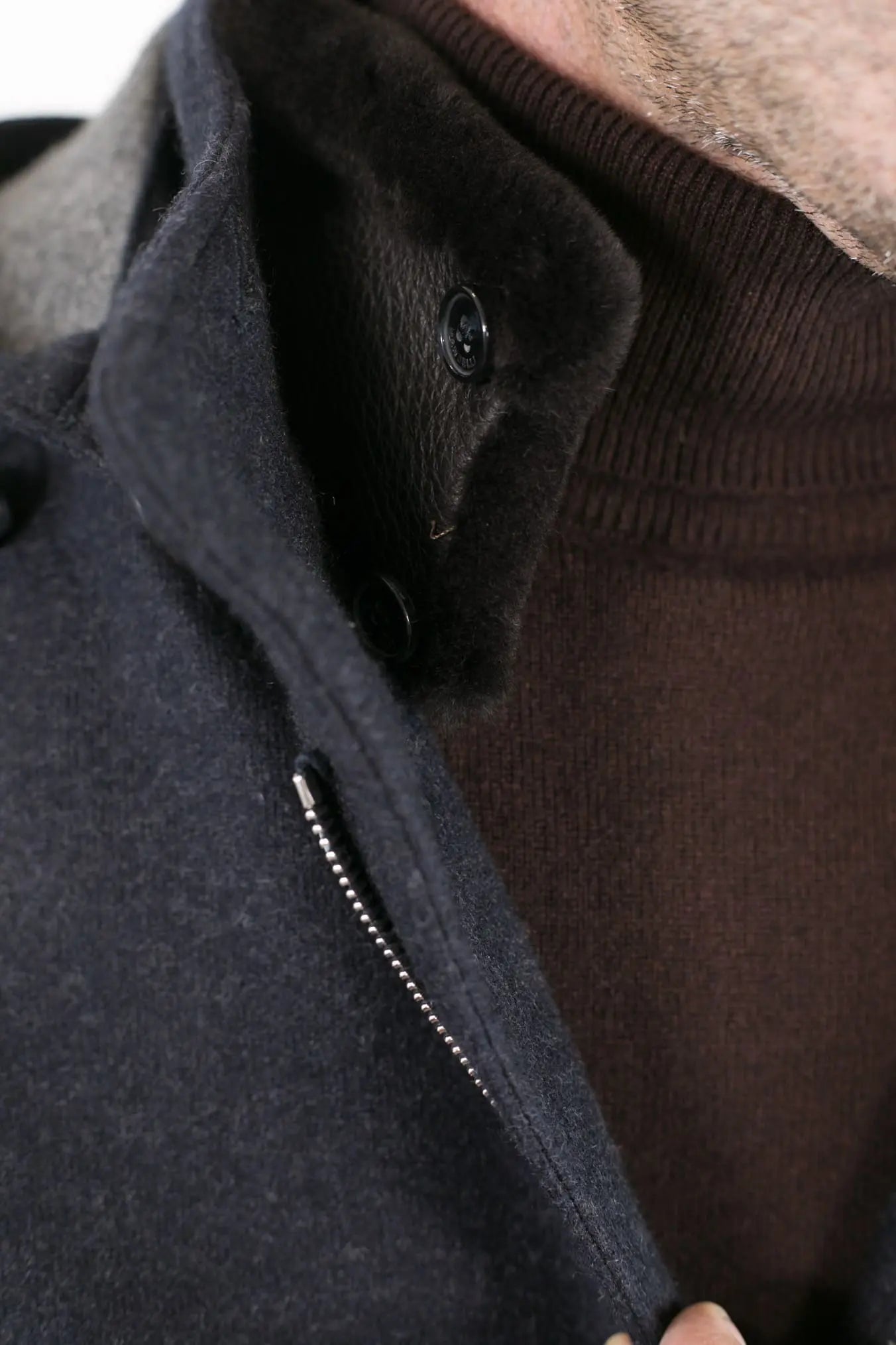 Cappotto in Jersey di Cashmere Cappuccio Removibile Blu - Guarino Store