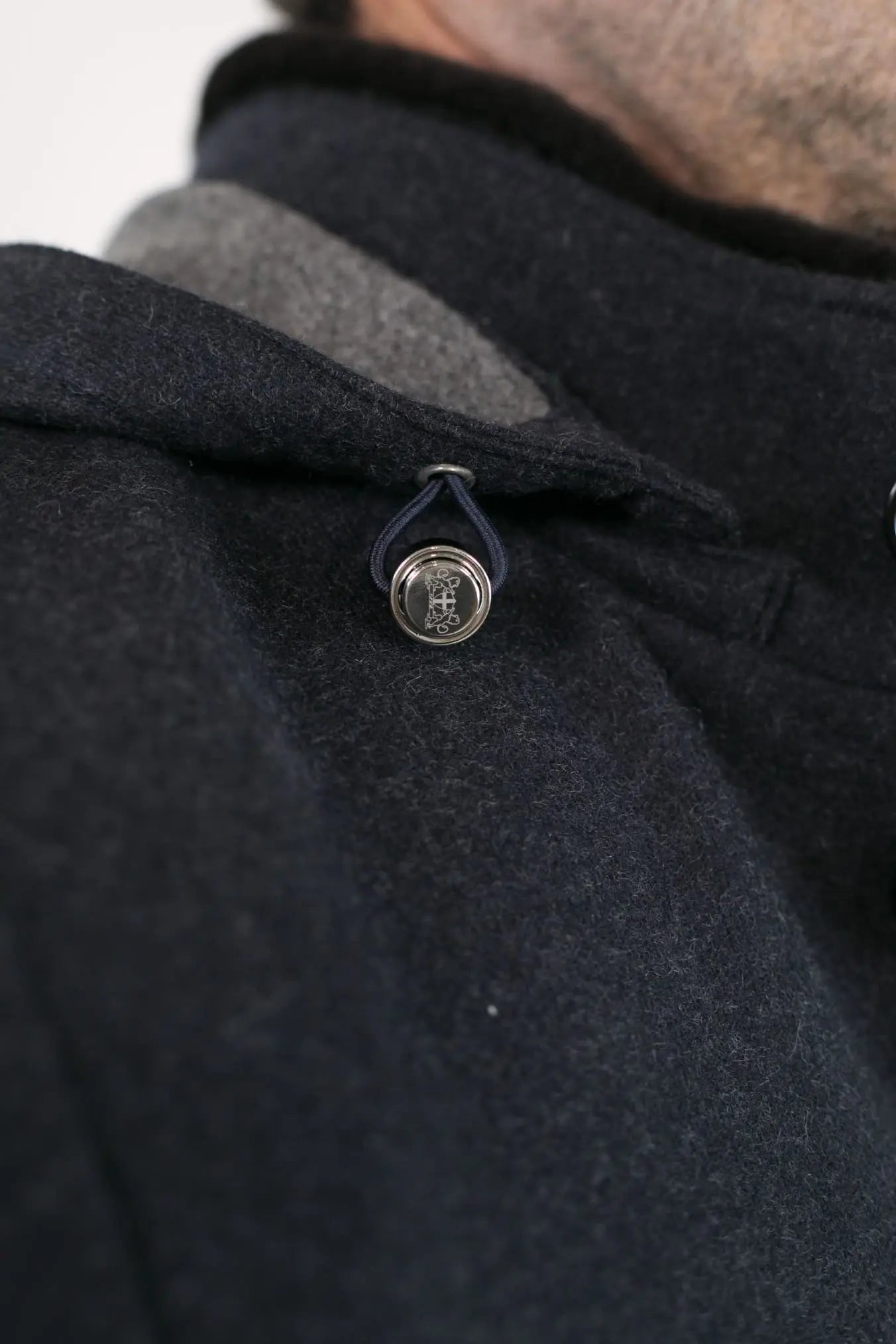Cappotto in Jersey di Cashmere Cappuccio Removibile Blu - Guarino Store