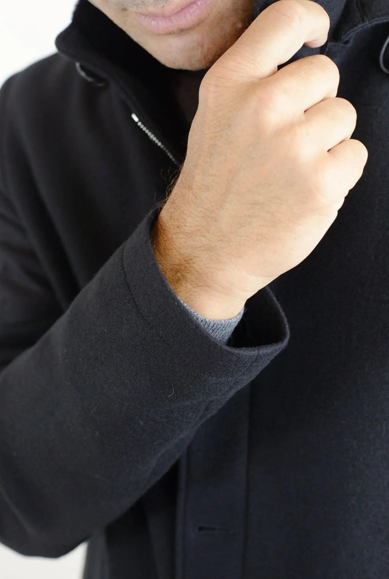 Cappotto in Jersey di Cashmere Cappuccio Removibile Nero - Guarino Store