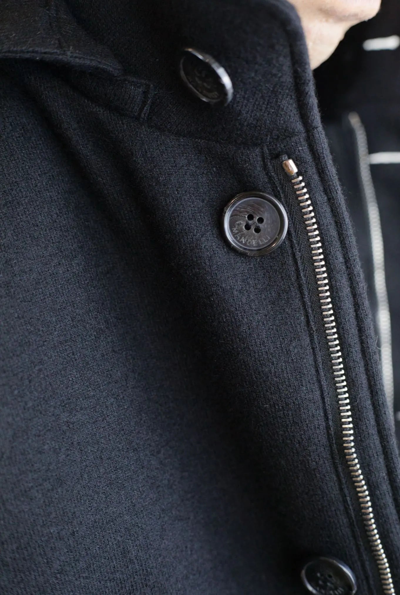 Cappotto in Jersey di Cashmere Cappuccio Removibile Nero - Guarino Store