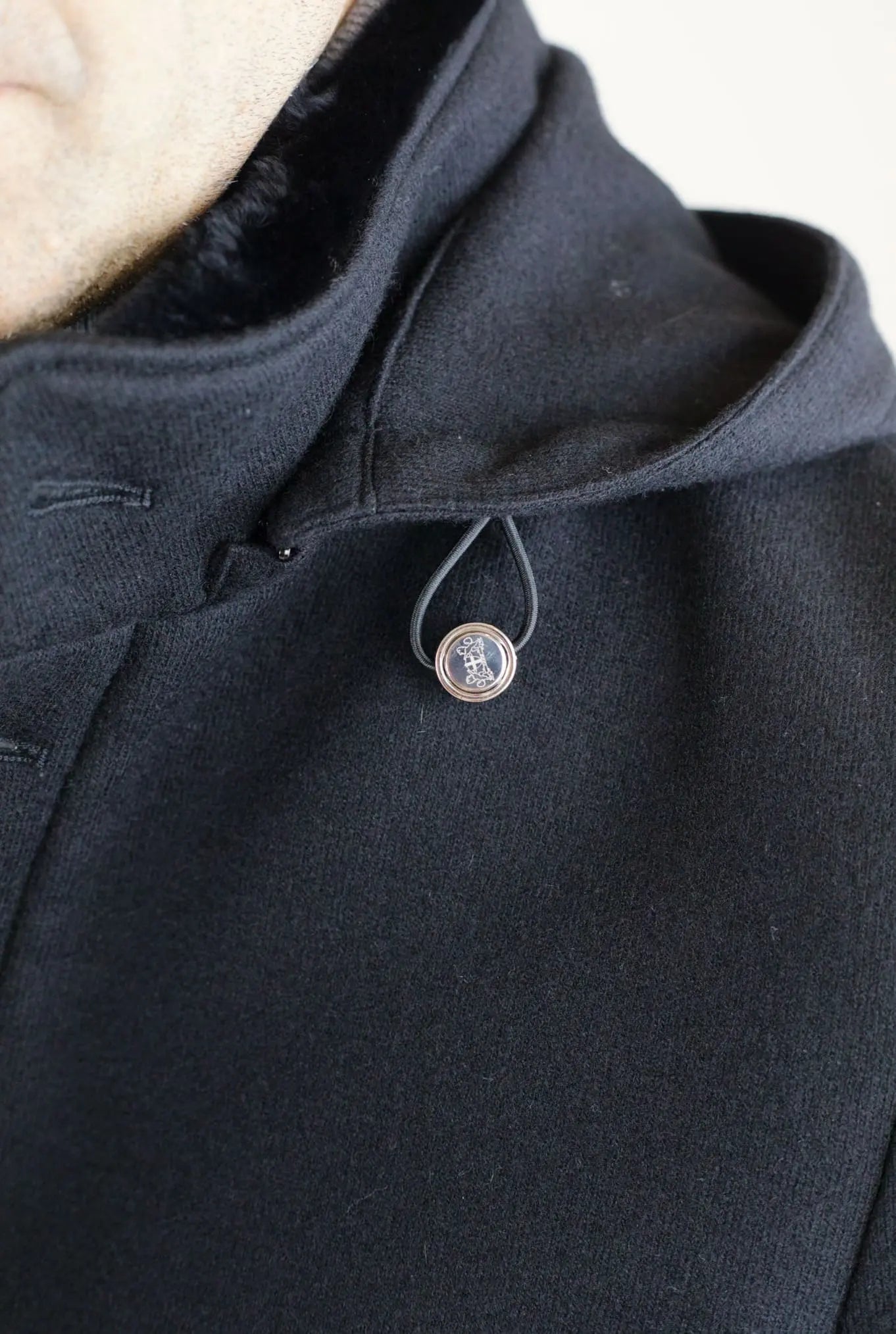 Cappotto in Jersey di Cashmere Cappuccio Removibile Nero - Guarino Store