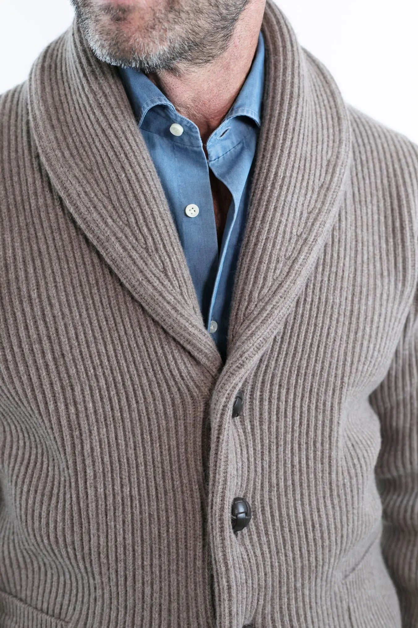 Cardigan Lana e Cashmere Tortora - Guarino Store