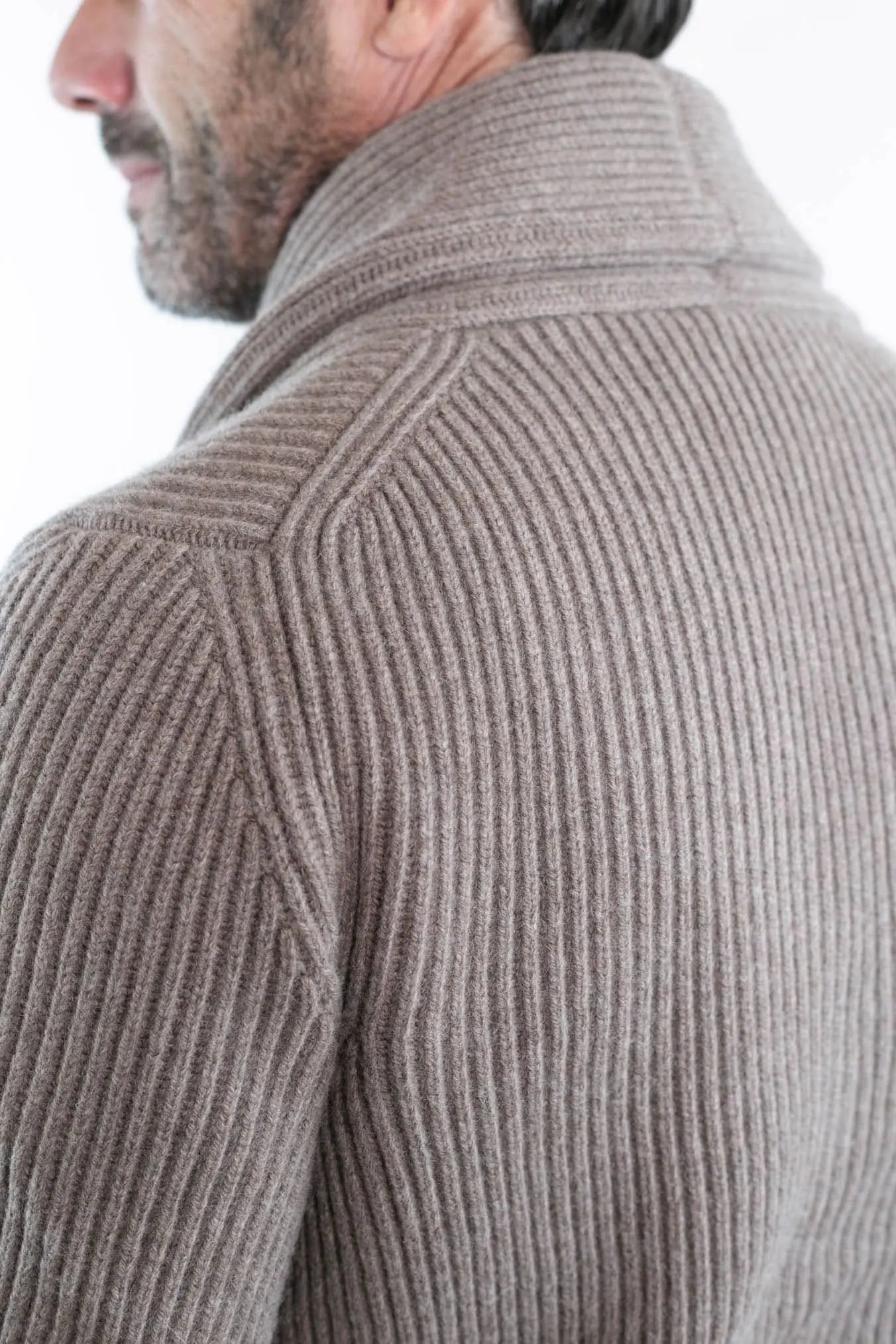 Cardigan Lana e Cashmere Tortora - Guarino Store