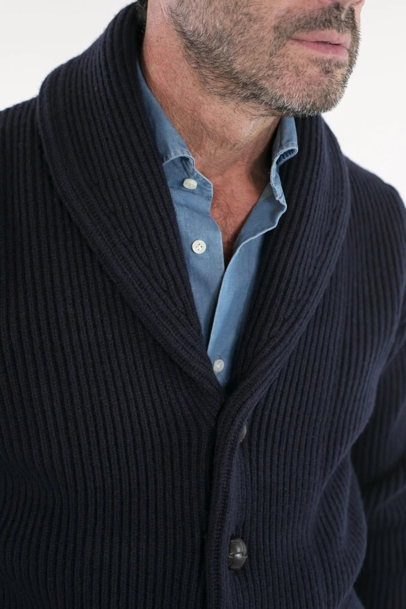 Cardigan Lana e Cashmere Blu Navy - Guarino Store