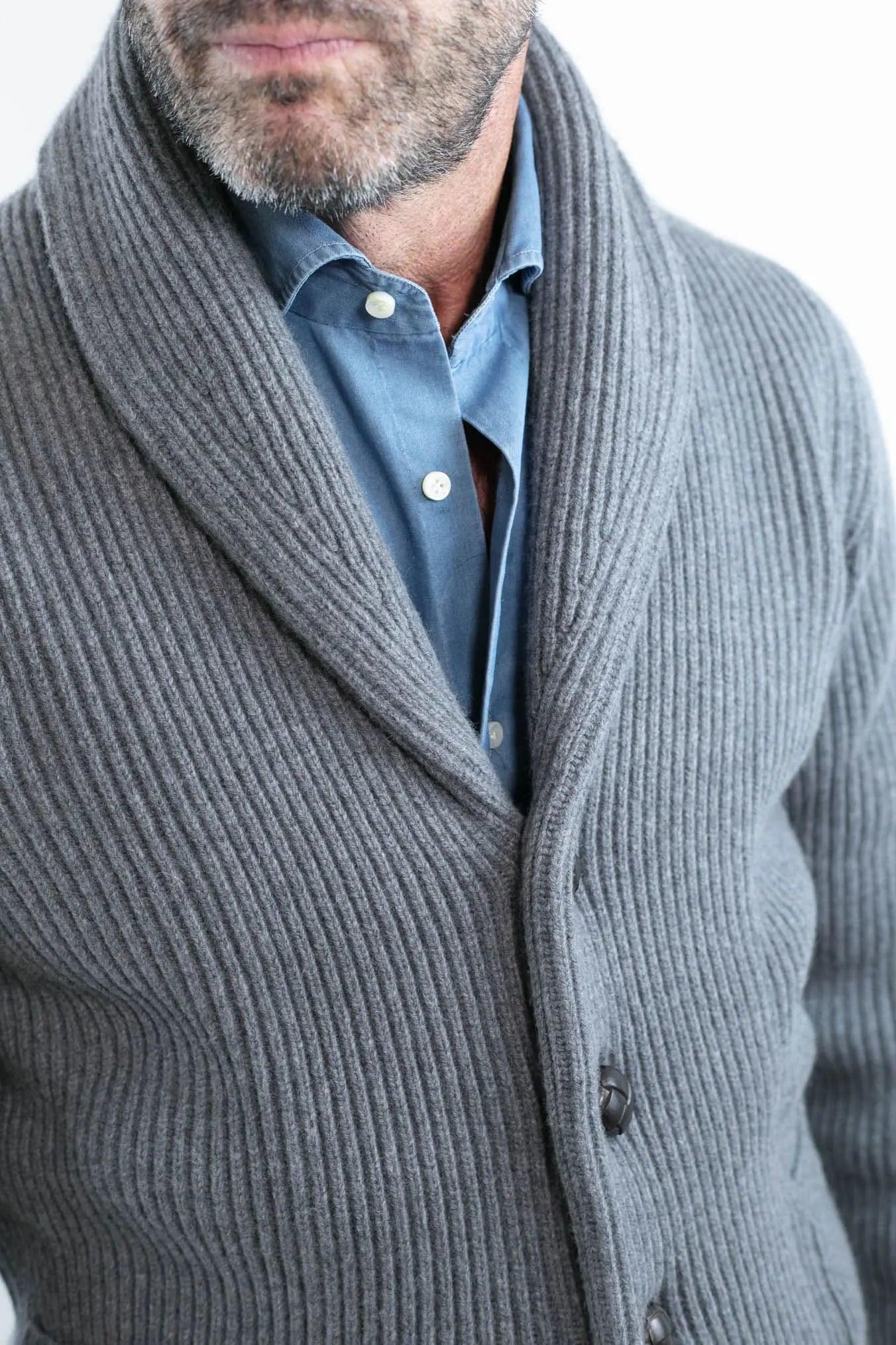 Cardigan Lana e Cashmere Grigio - Guarino Store