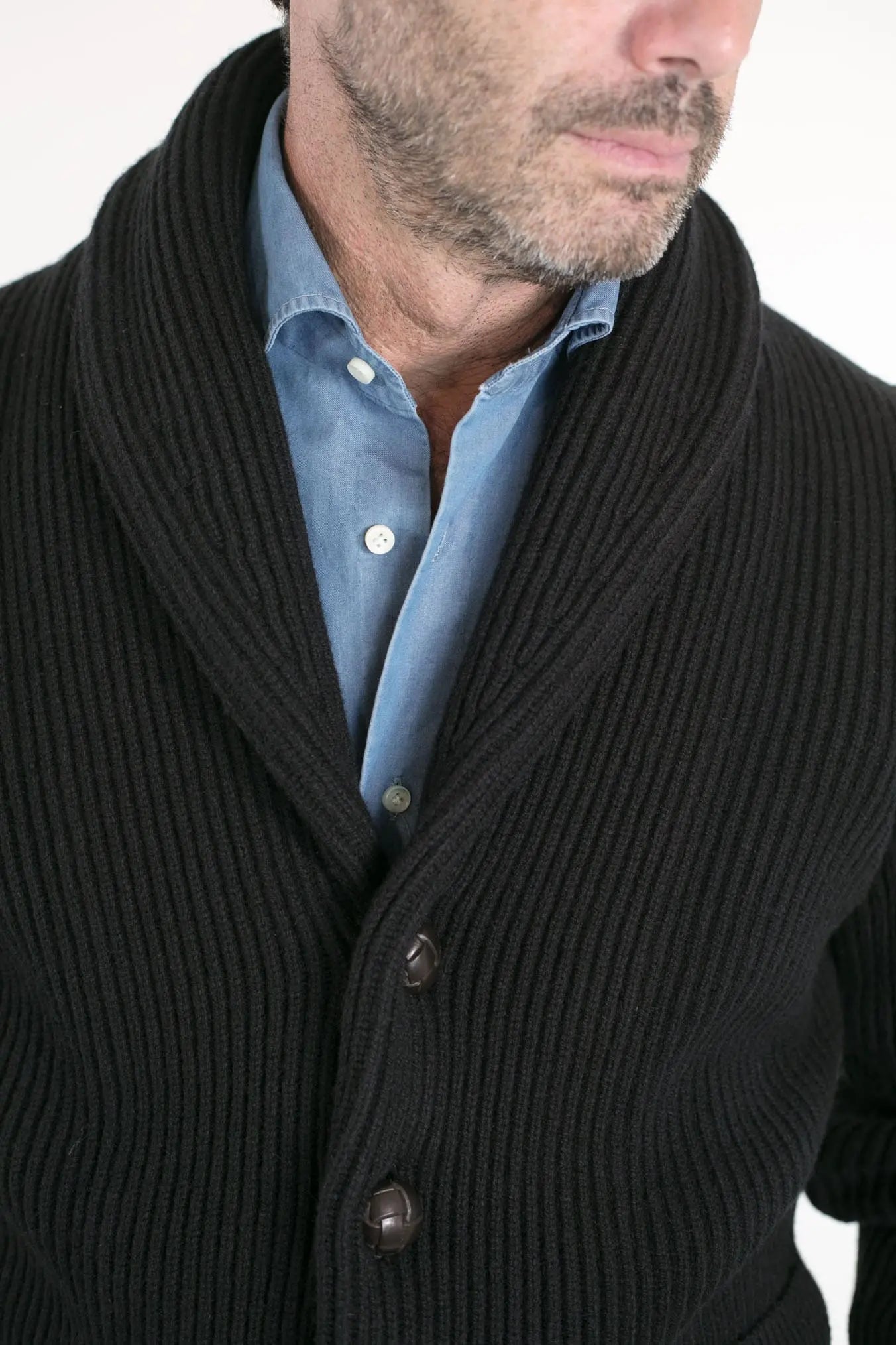 Cardigan Lana e Cashmere Nero - Guarino Store