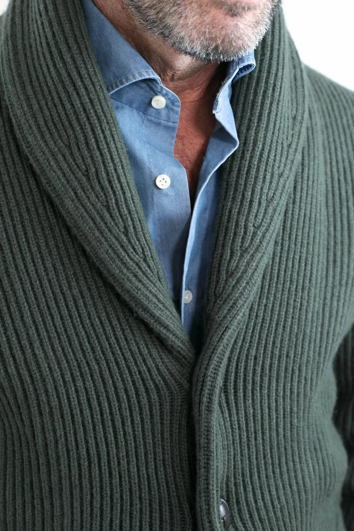 Cardigan Lana e Cashmere Verde - Guarino Store