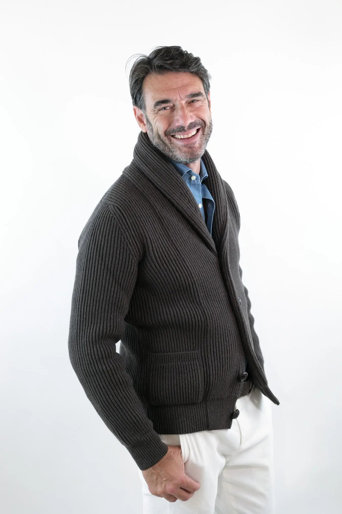 Cardigan Lana e Cashmere Testa di Moro - Guarino Store