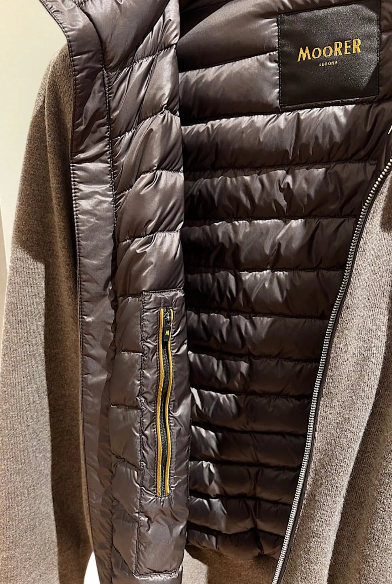 MOORER Bomber in Maglia e Piuma D'oca Beige