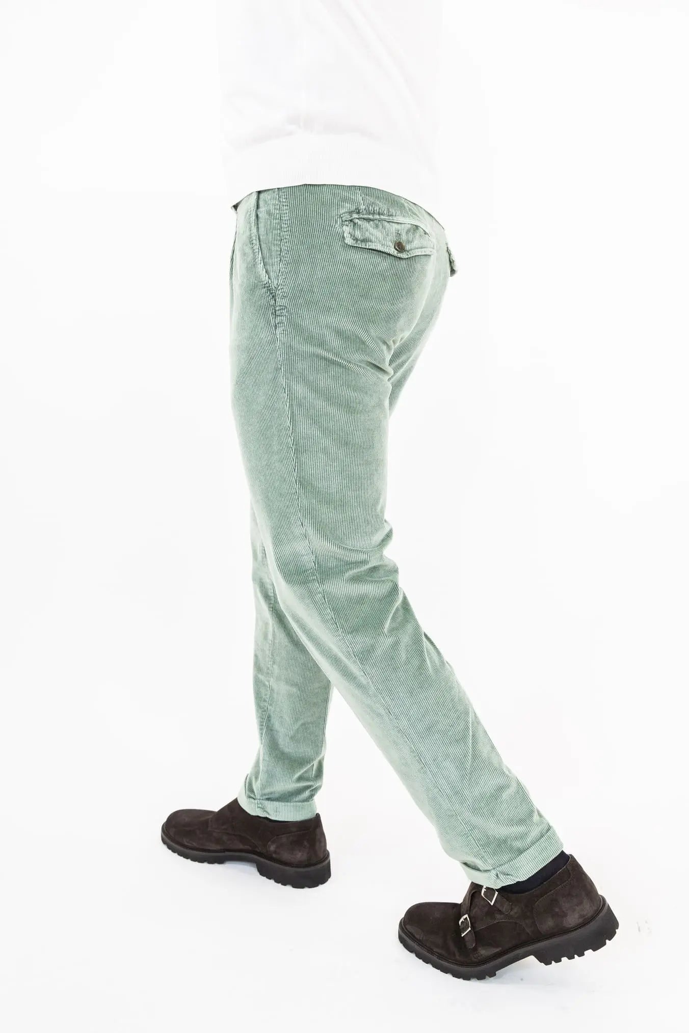 Pantaloni Velluto Lavato Verde - Guarino Store