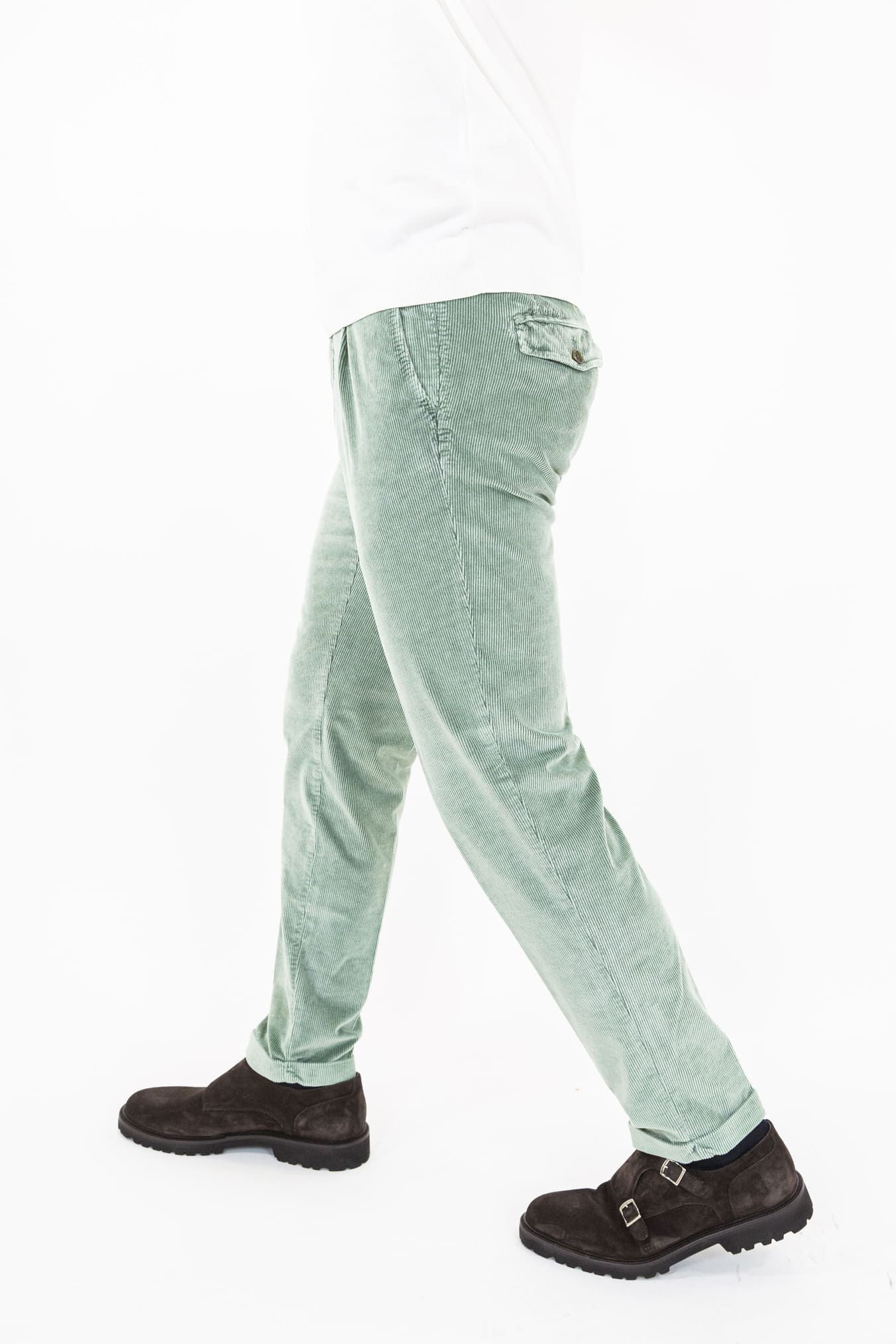 Pantaloni Velluto Lavato Verde - Guarino Store