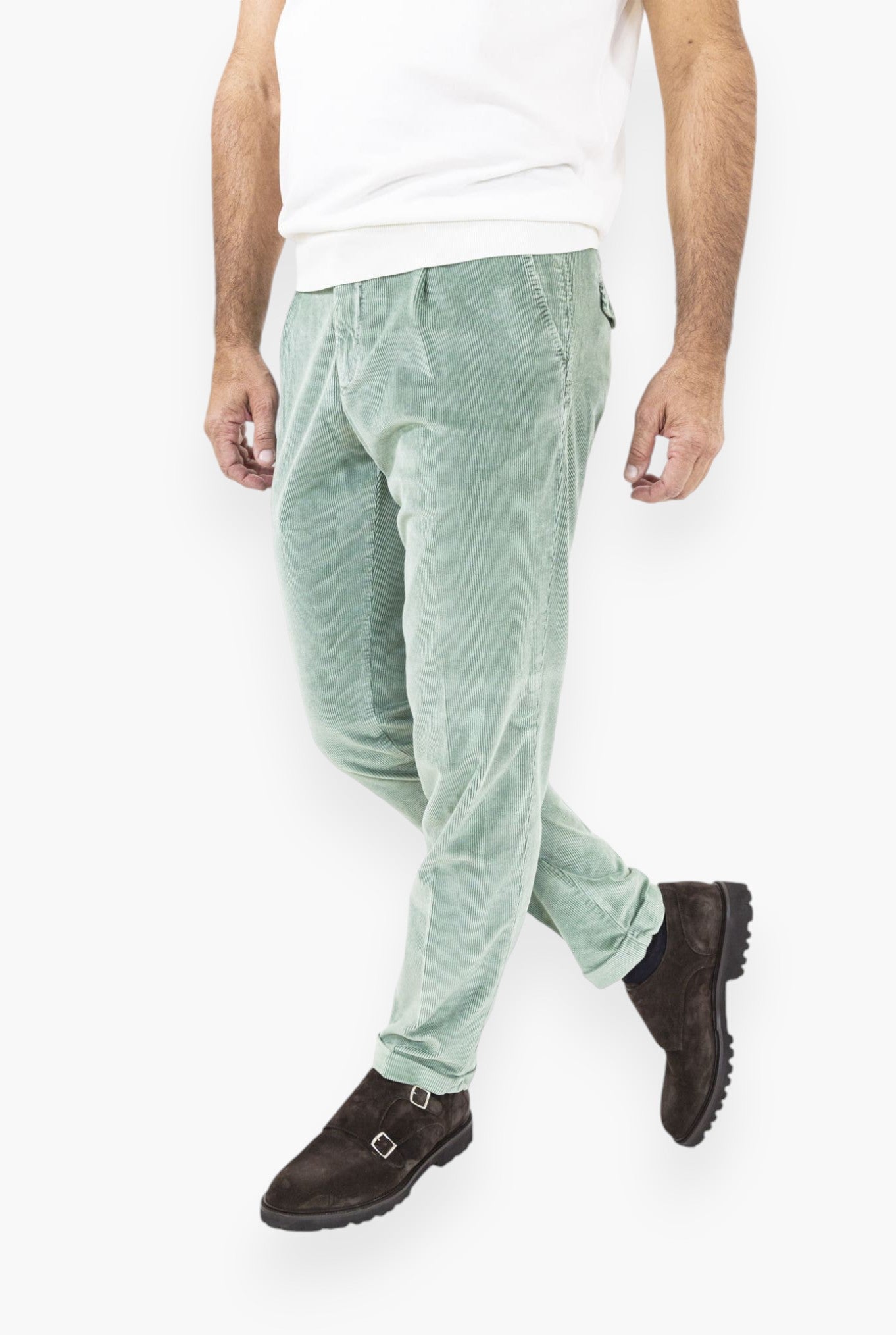 Pantaloni Velluto Lavato Verde - Guarino Store