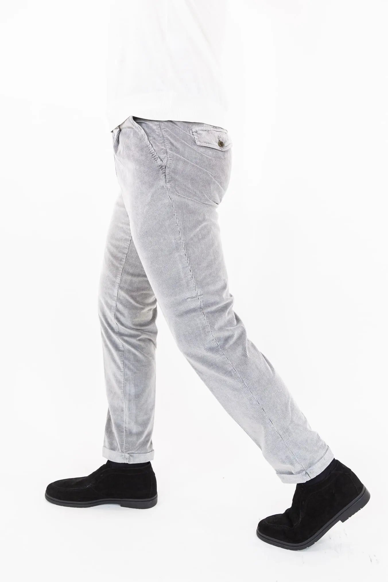 Pantaloni Velluto Lavato Grigio Chiaro - Guarino Store