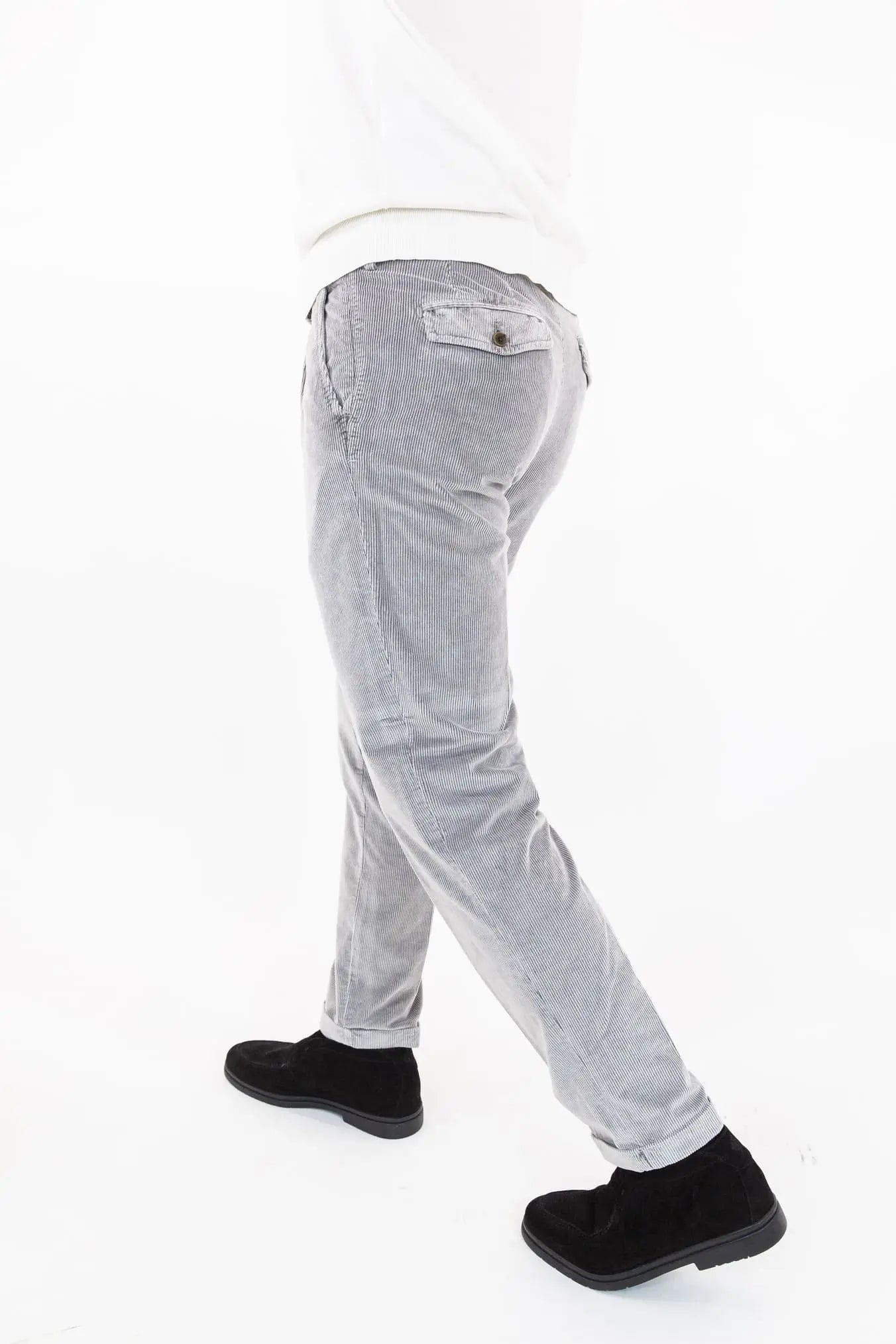 Pantaloni Velluto Lavato Grigio Chiaro - Guarino Store