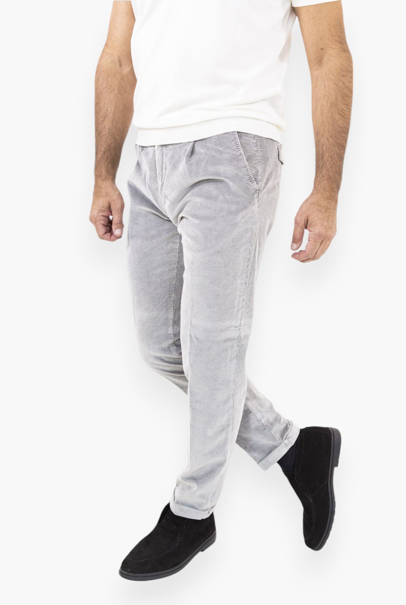 Pantaloni Velluto Lavato Grigio Chiaro - Guarino Store