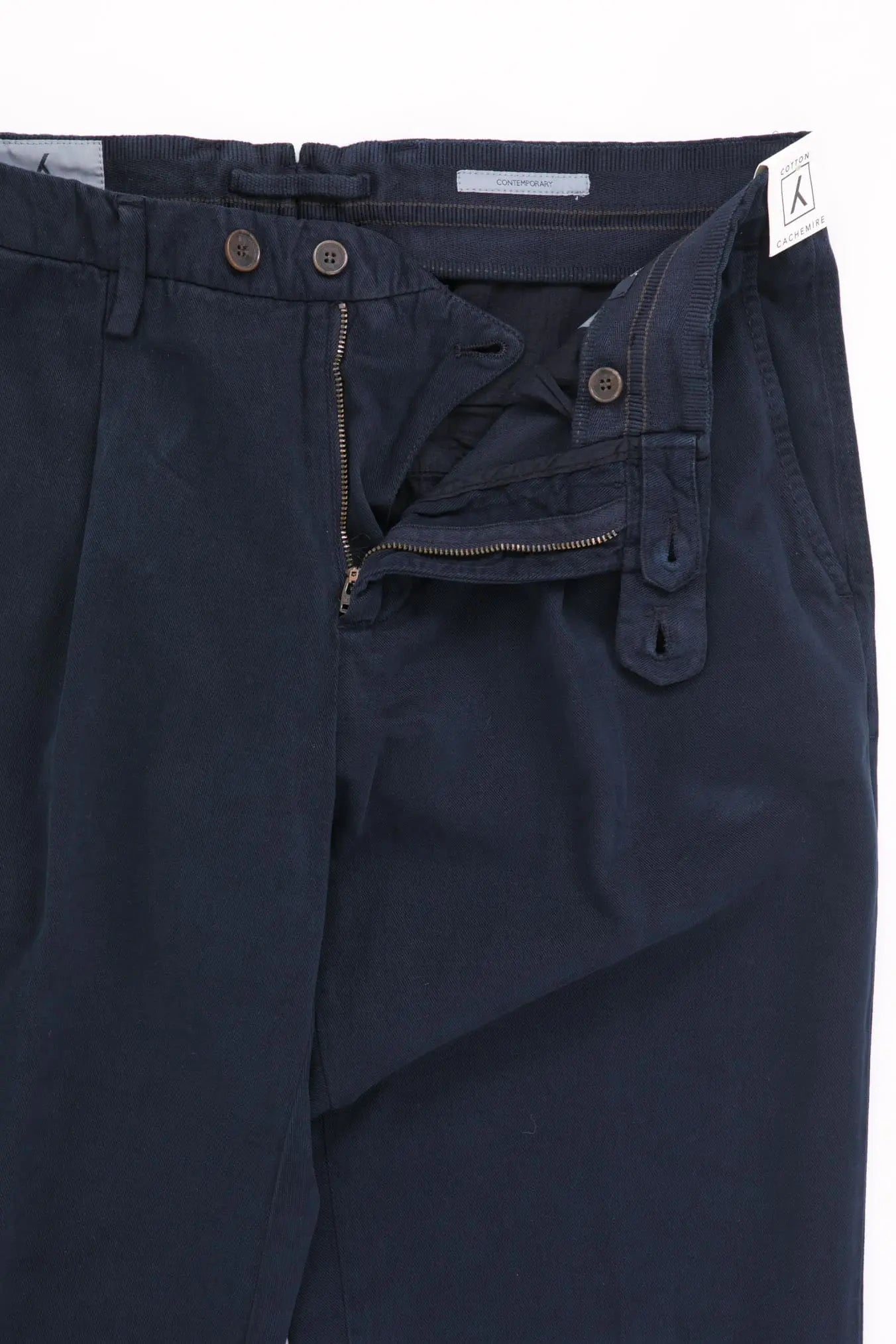 MYTHS Pantaloni Chino in Cotone e Cashmere Blu