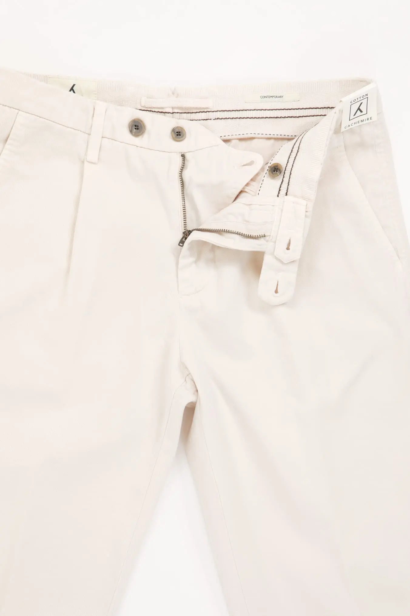 MYTHS Pantaloni Chino in Cotone e Cashmere Bianco Panna