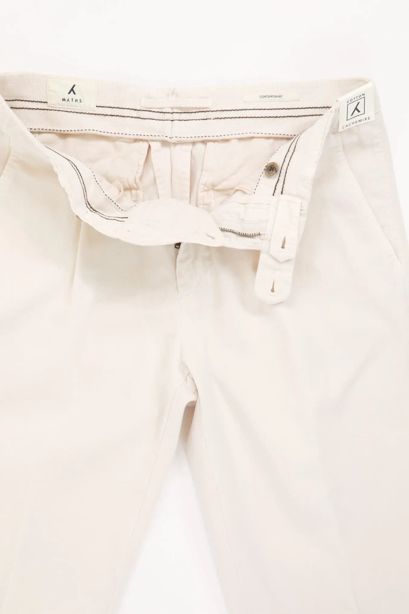 MYTHS Pantaloni Chino in Cotone e Cashmere Bianco Panna