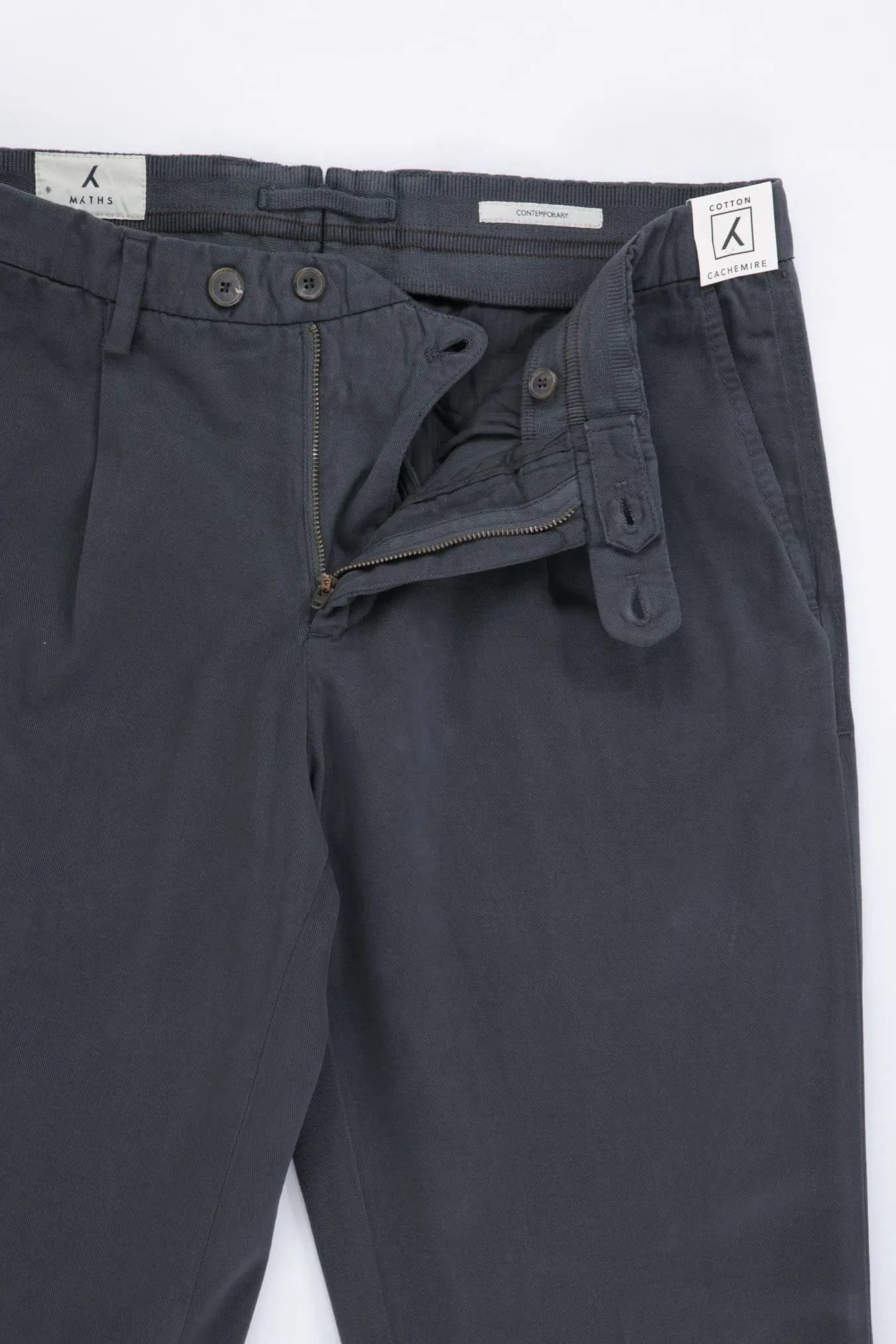 MYTHS Pantaloni Chino in Cotone e Cashmere Grigio Scuro