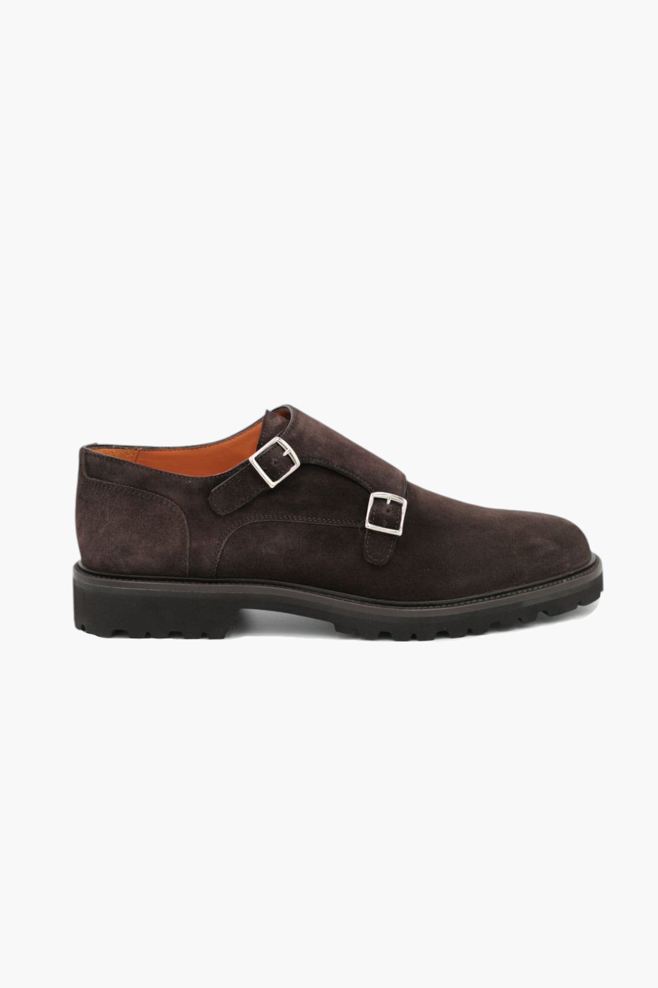 PELLETTIERI DI PARMA Double Buckle Shoe in Dark Brown Suede