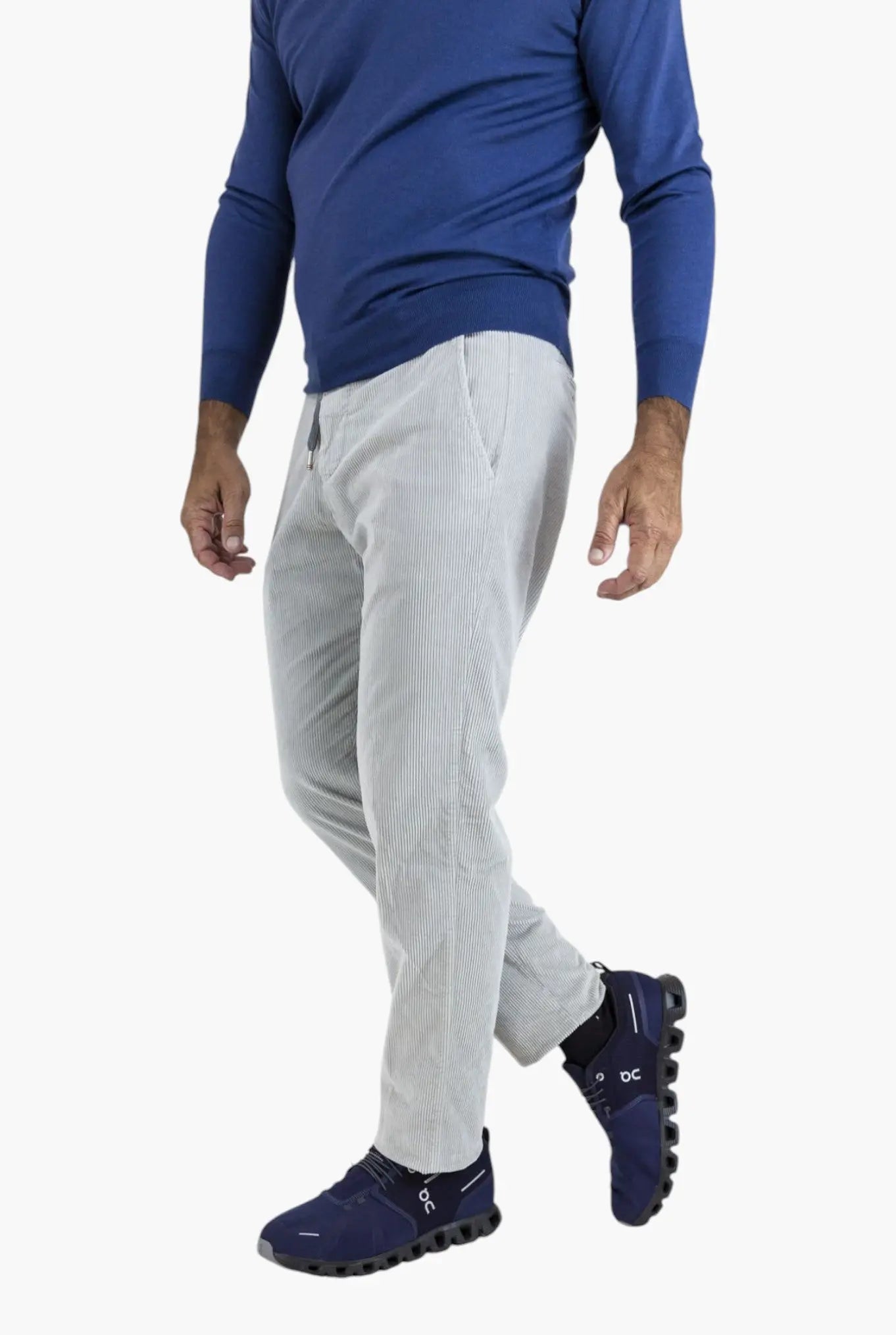 MARCO PESCAROLO Pantaloni Velluto Coulisse Removibile Ghiaccio - Guarino Store