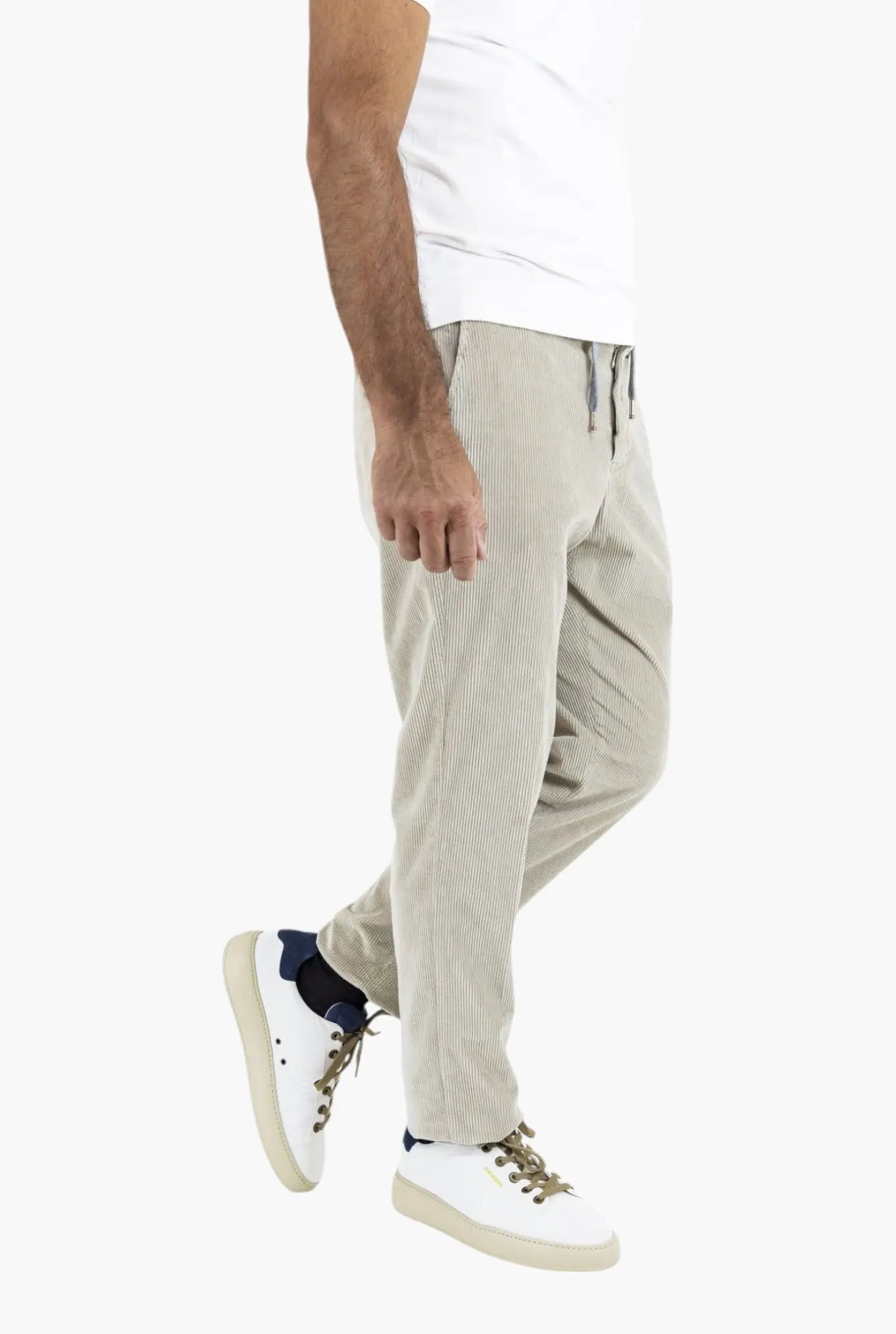MARCO PESCAROLO Pantaloni Velluto Coulisse Removibile Beige Chiaro - Guarino Store