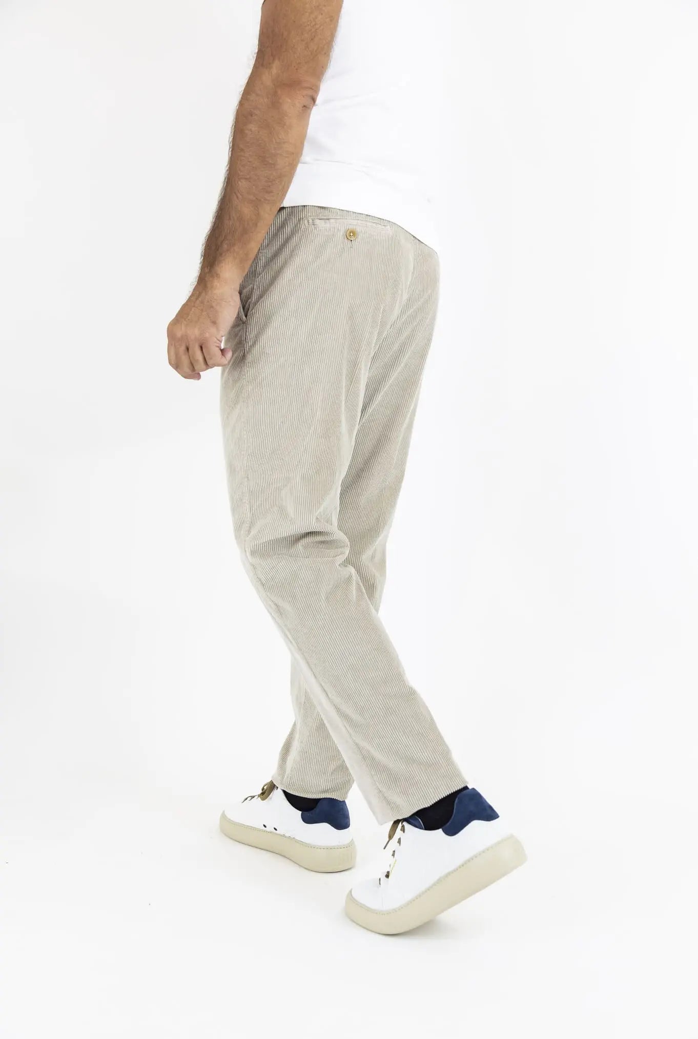 MARCO PESCAROLO Pantaloni Velluto Coulisse Removibile Beige Chiaro - Guarino Store