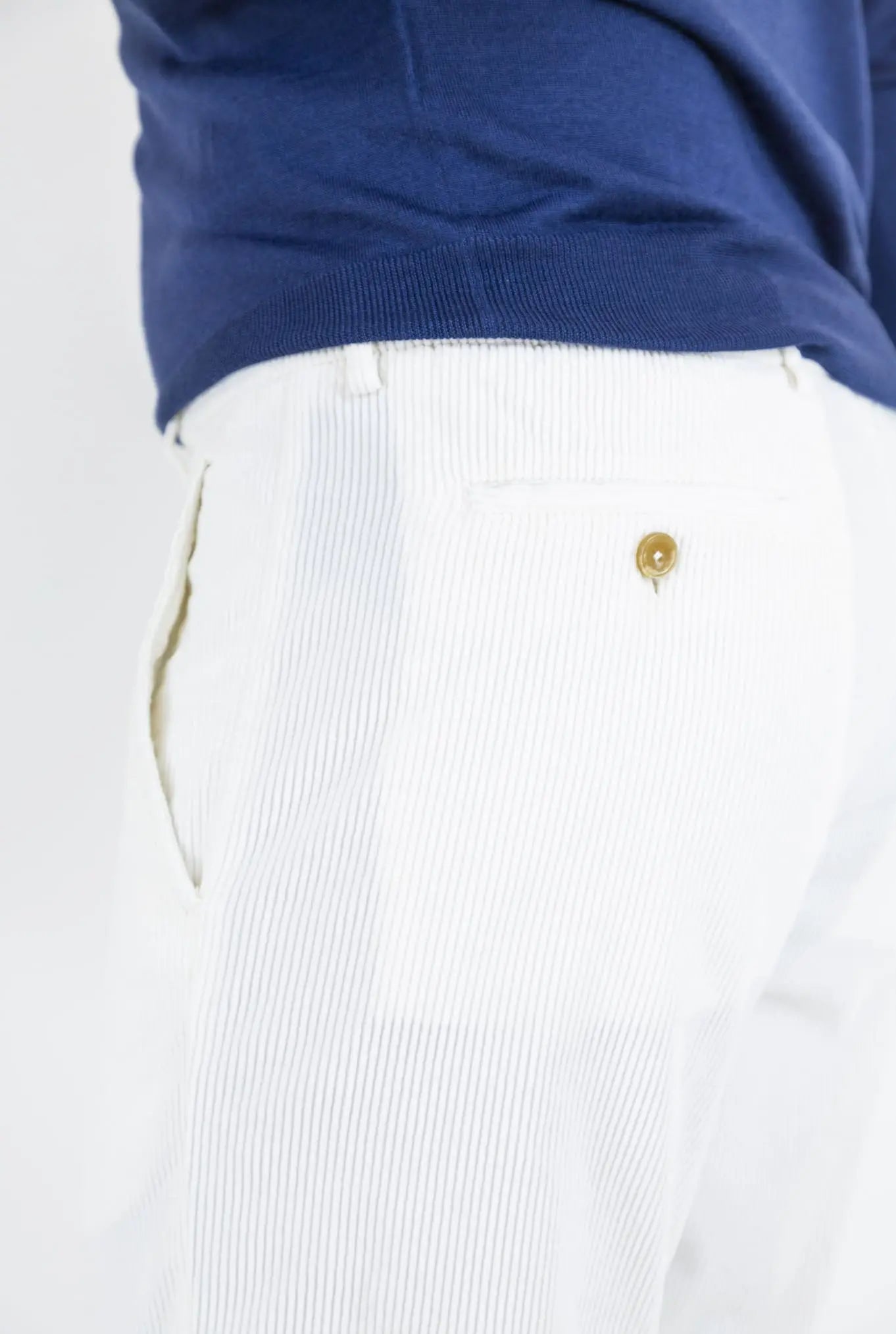 MARCO PESCAROLO Pantaloni Velluto Coulisse Removibile Bianco - Guarino Store