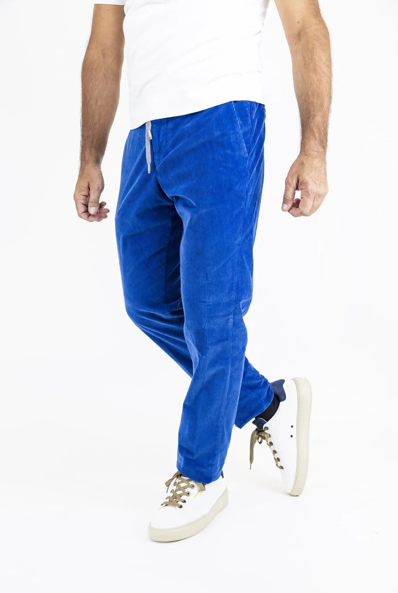MARCO PESCAROLO Pantaloni Velluto Coulisse Removibile Bluette - Guarino Store