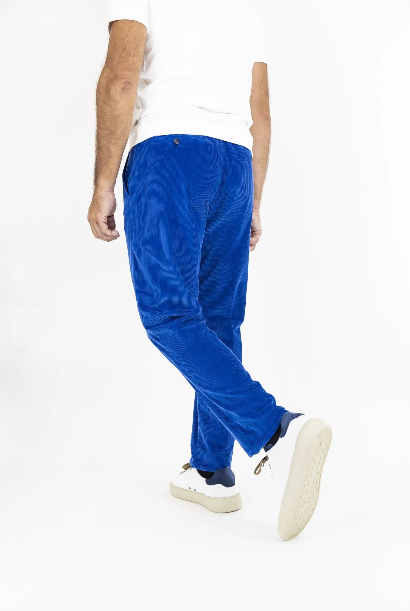 MARCO PESCAROLO Pantaloni Velluto Coulisse Removibile Bluette - Guarino Store