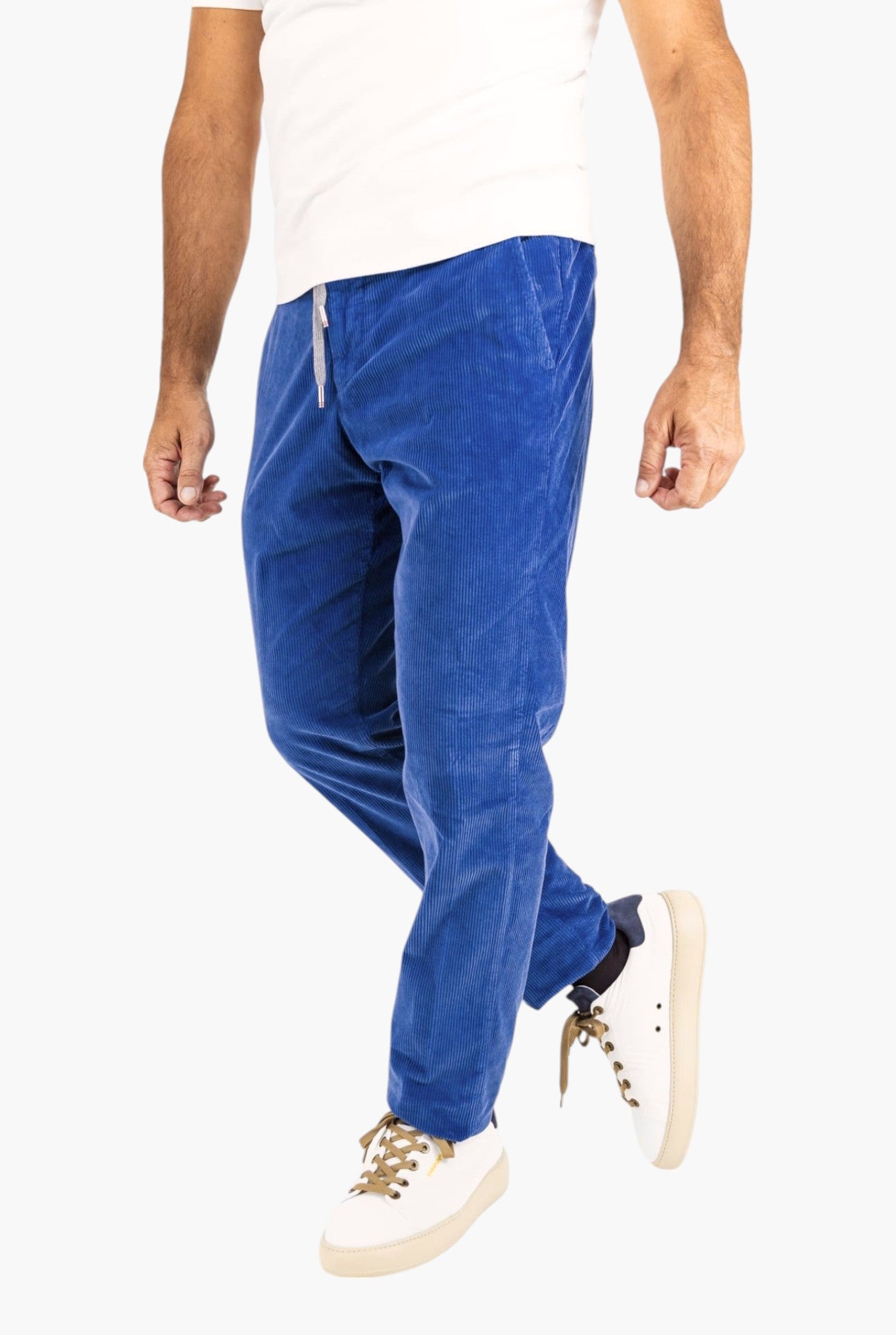 MARCO PESCAROLO Pantaloni Velluto Coulisse Removibile Bluette - Guarino Store