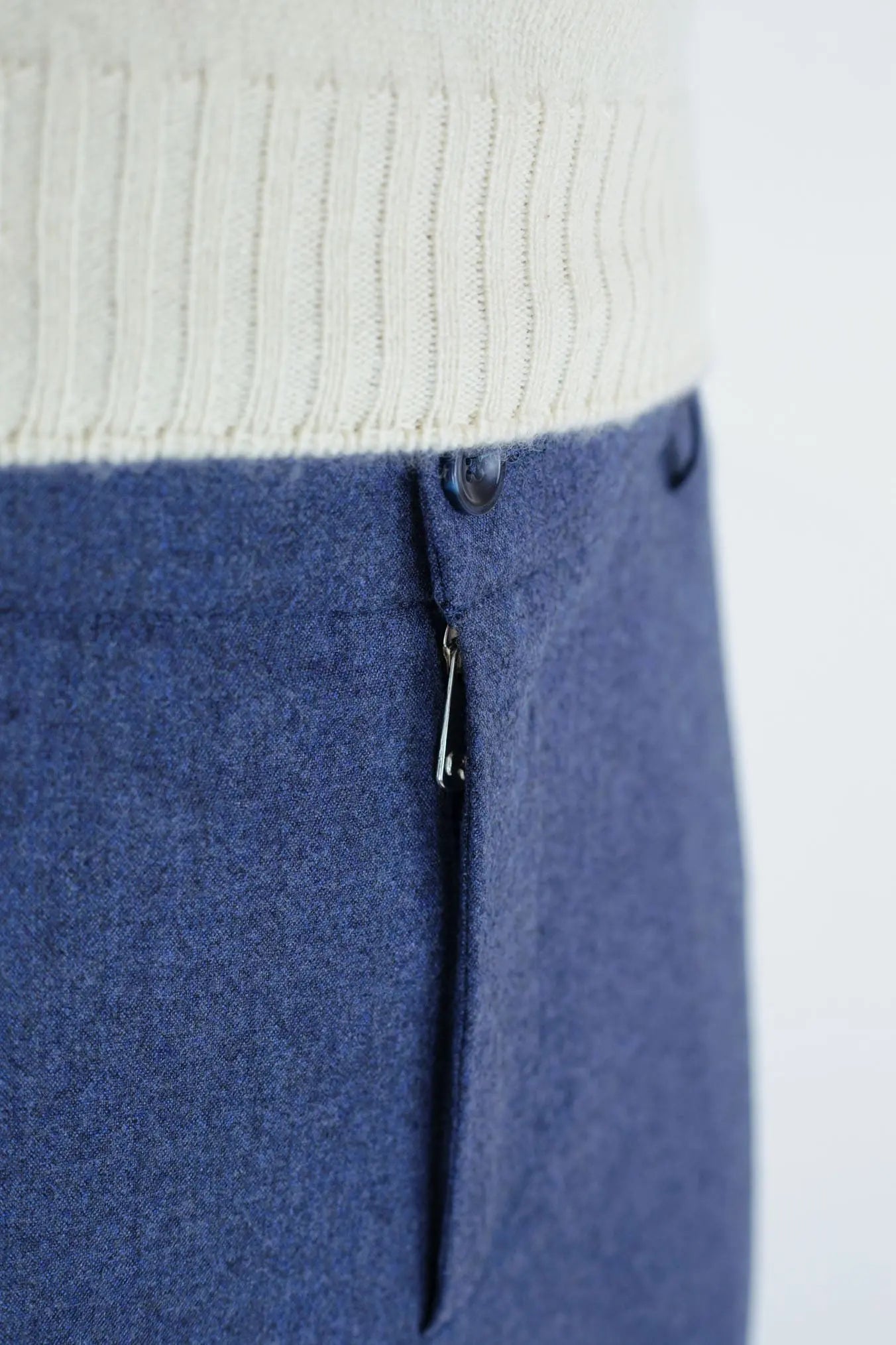 Pantaloni Cashmere con Coulisse Blu Denim - Guarino Store