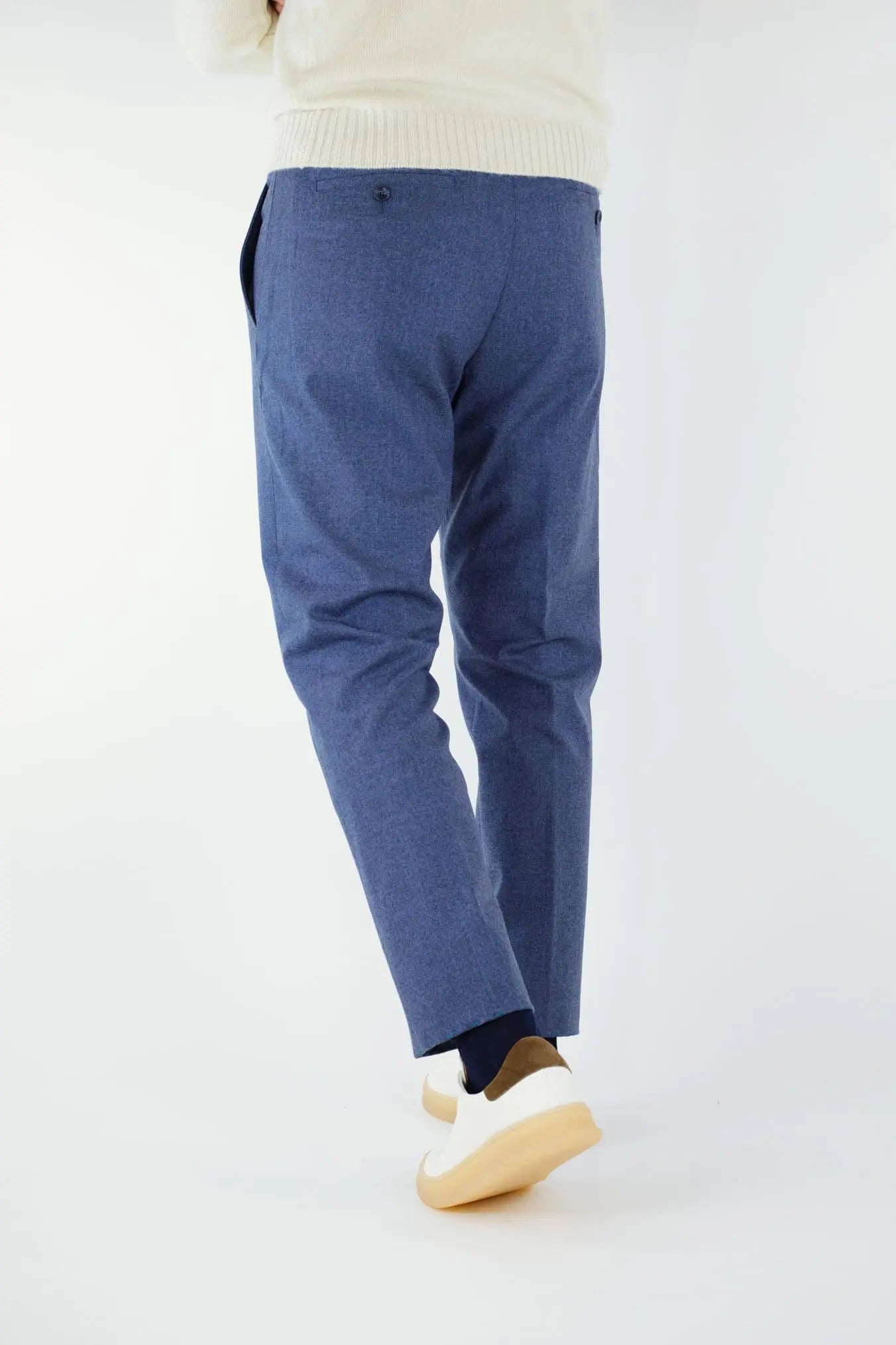 Pantaloni Cashmere con Coulisse Blu Denim - Guarino Store
