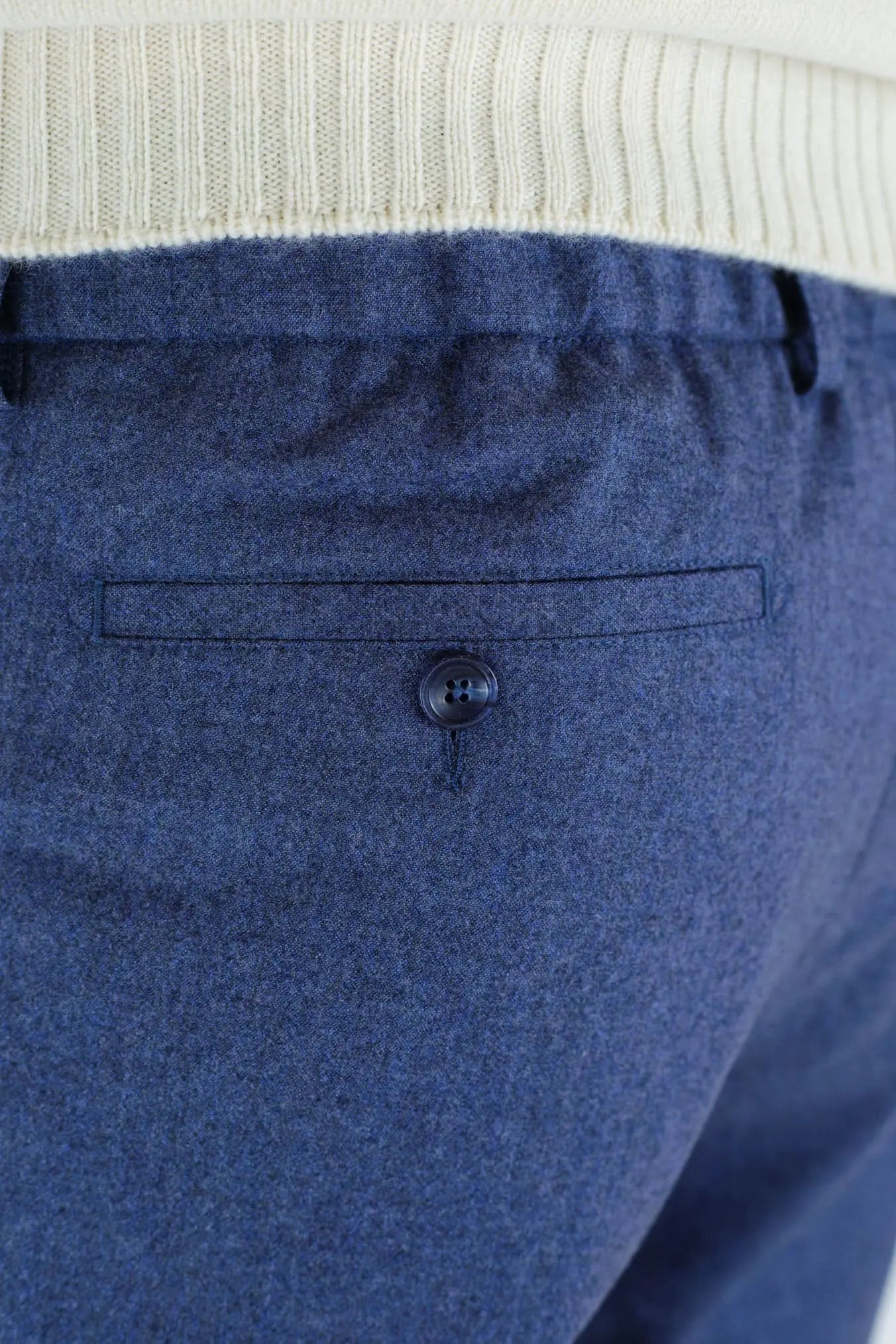 Pantaloni Cashmere con Coulisse Blu Denim - Guarino Store