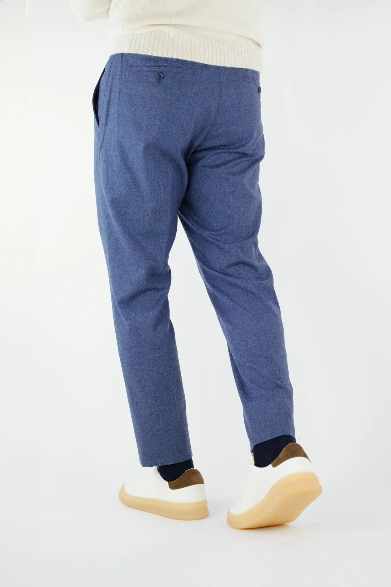 Pantaloni Cashmere con Coulisse Blu Denim - Guarino Store