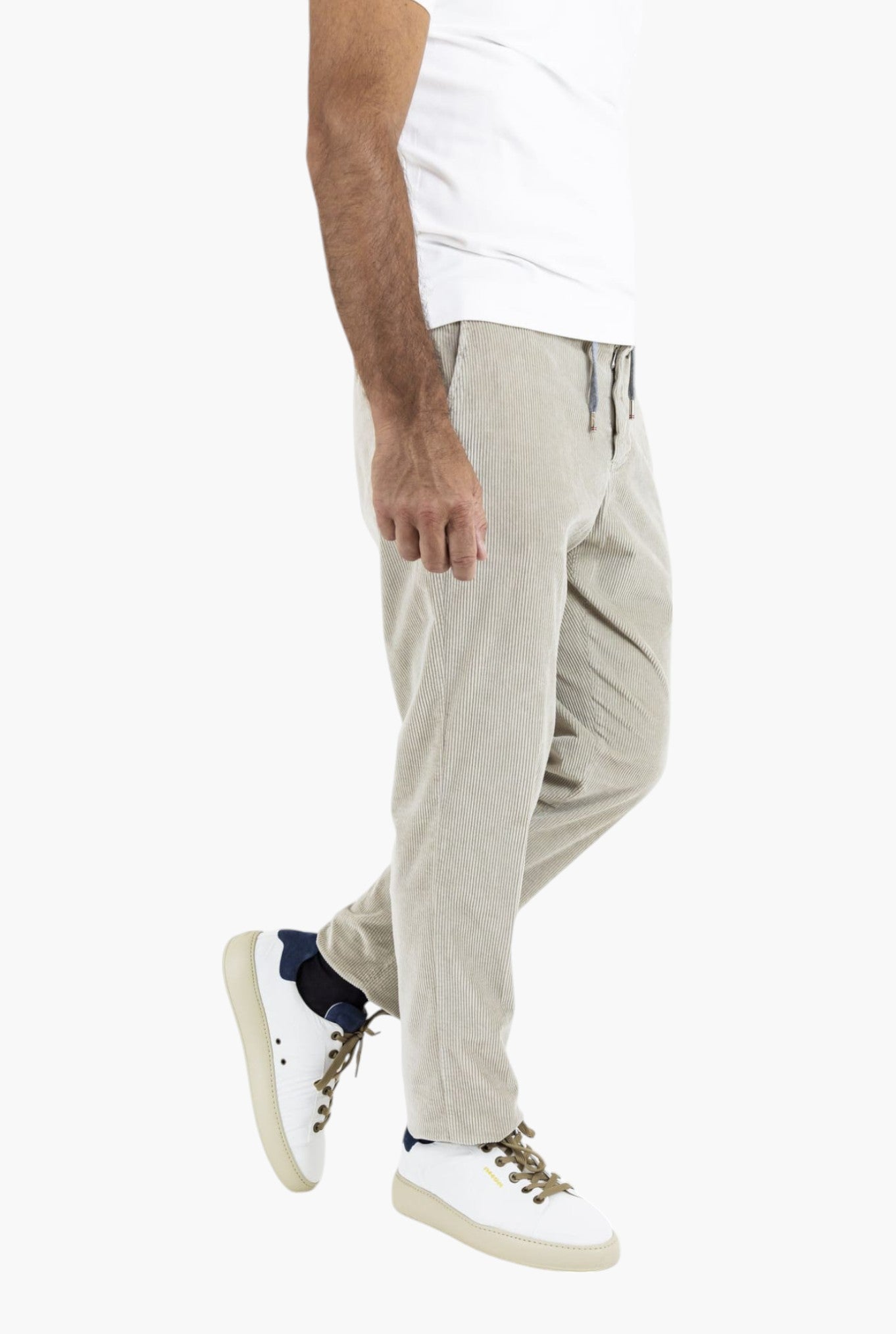 PESCAROLO Pantaloni Velluto Coulisse Removibile Beige