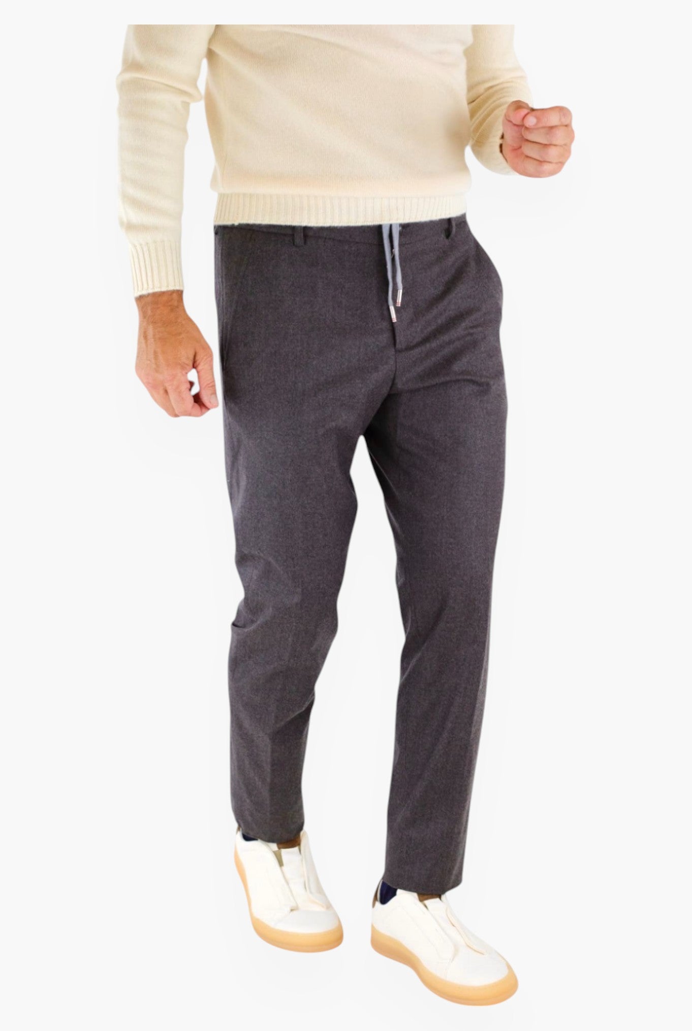 Pantaloni Cashmere con Coulisse Marrone - Guarino Store