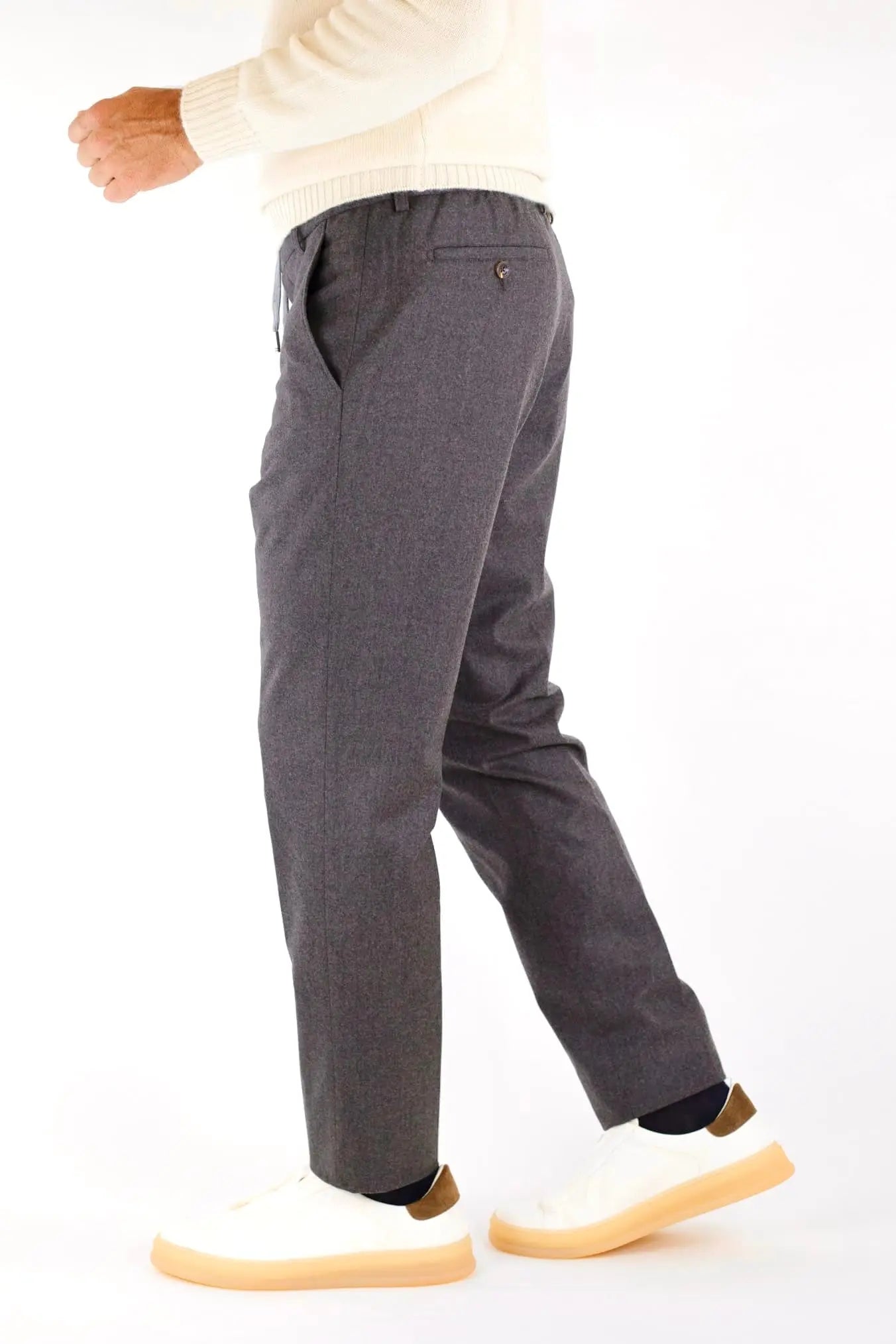 Pantaloni Cashmere con Coulisse Marrone - Guarino Store