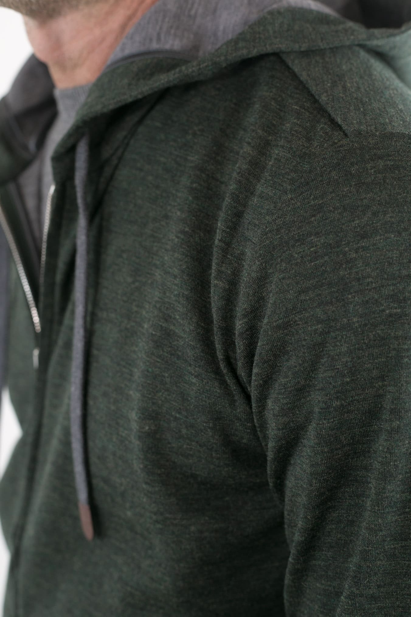 Felpa Cappuccio Jersey di Lana Verde Mélange - Guarino Store