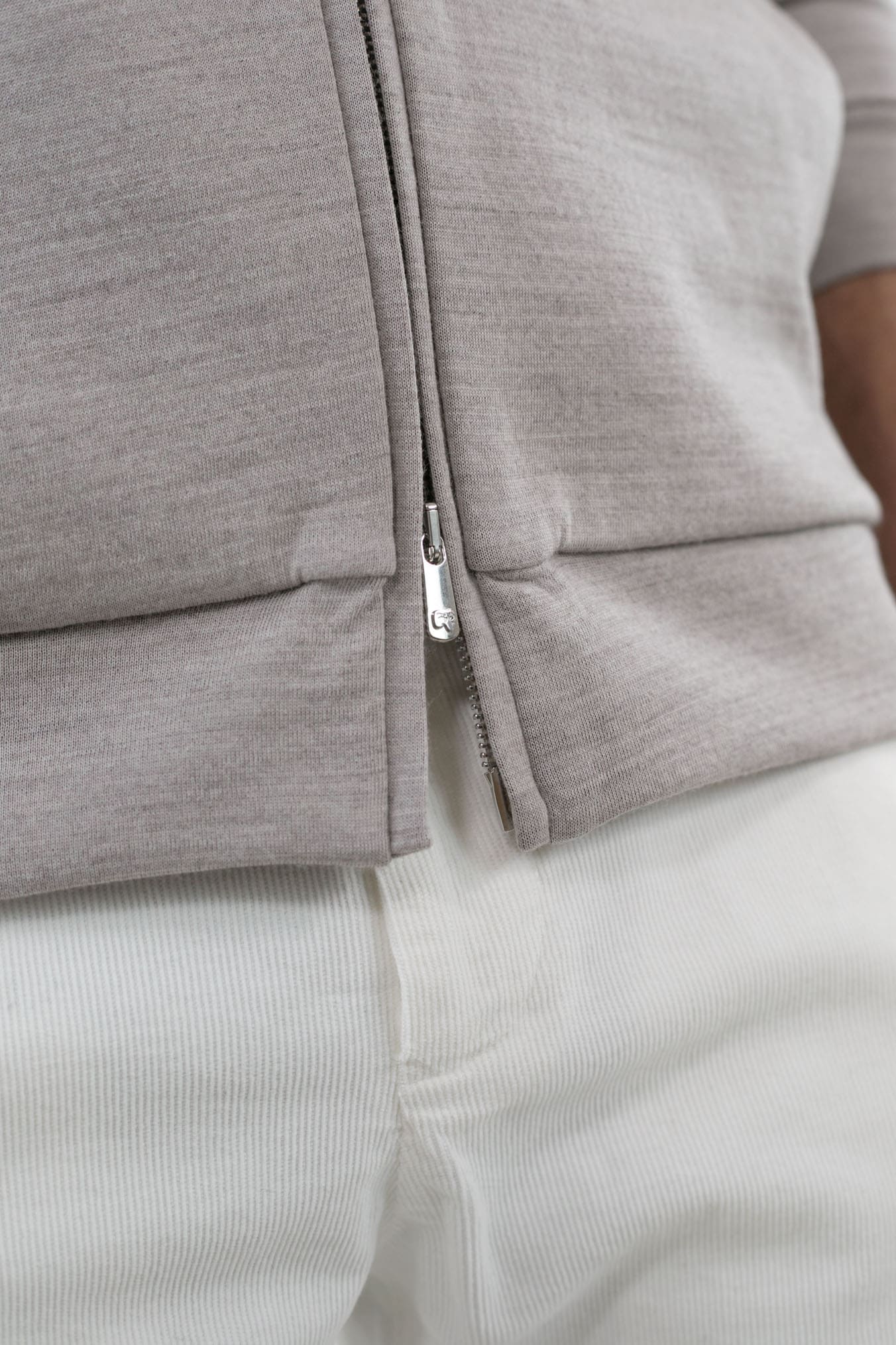 Felpa Cappuccio Jersey di Lana Beige Mélange - Guarino Store