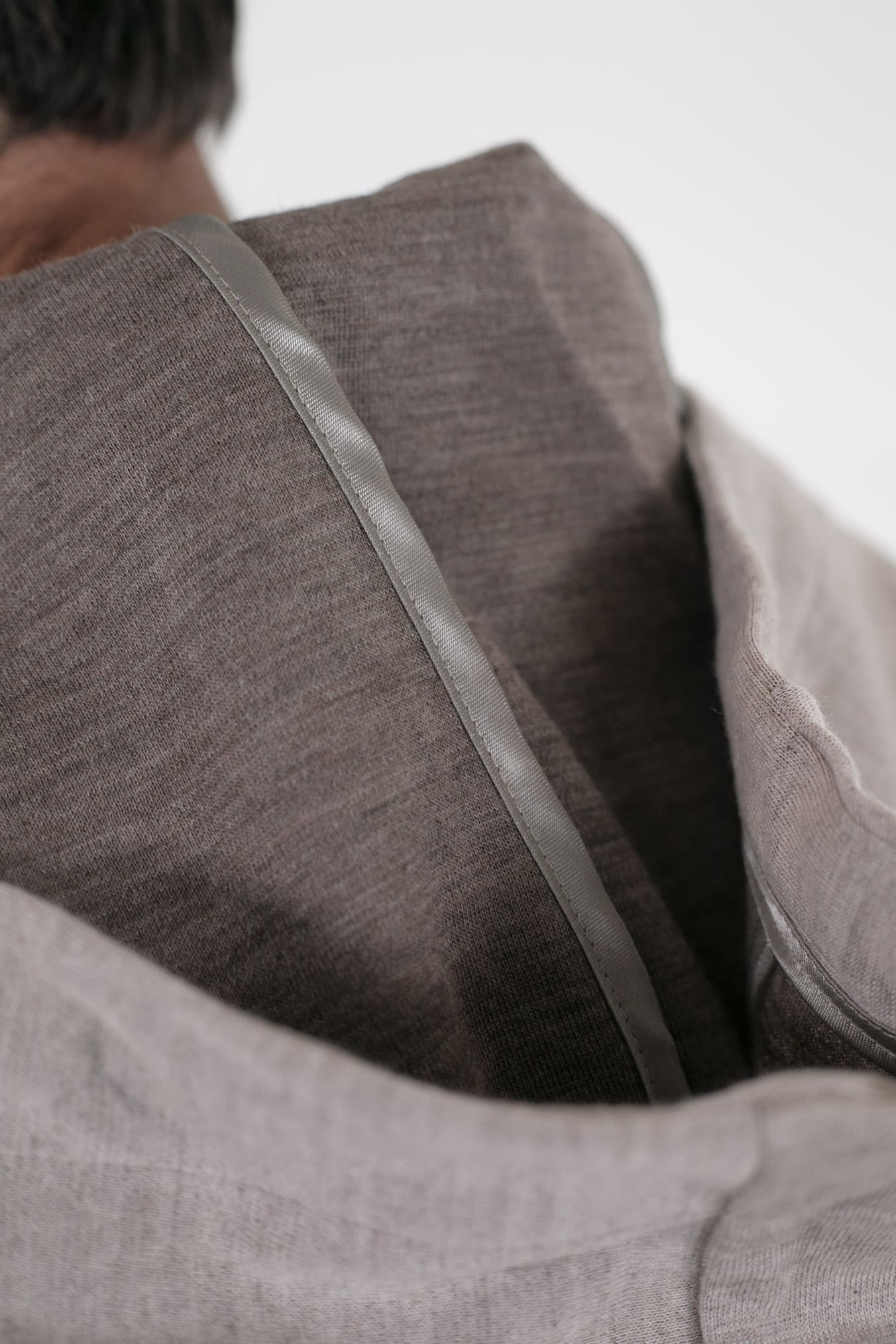 Felpa Cappuccio Jersey di Lana Beige Mélange - Guarino Store