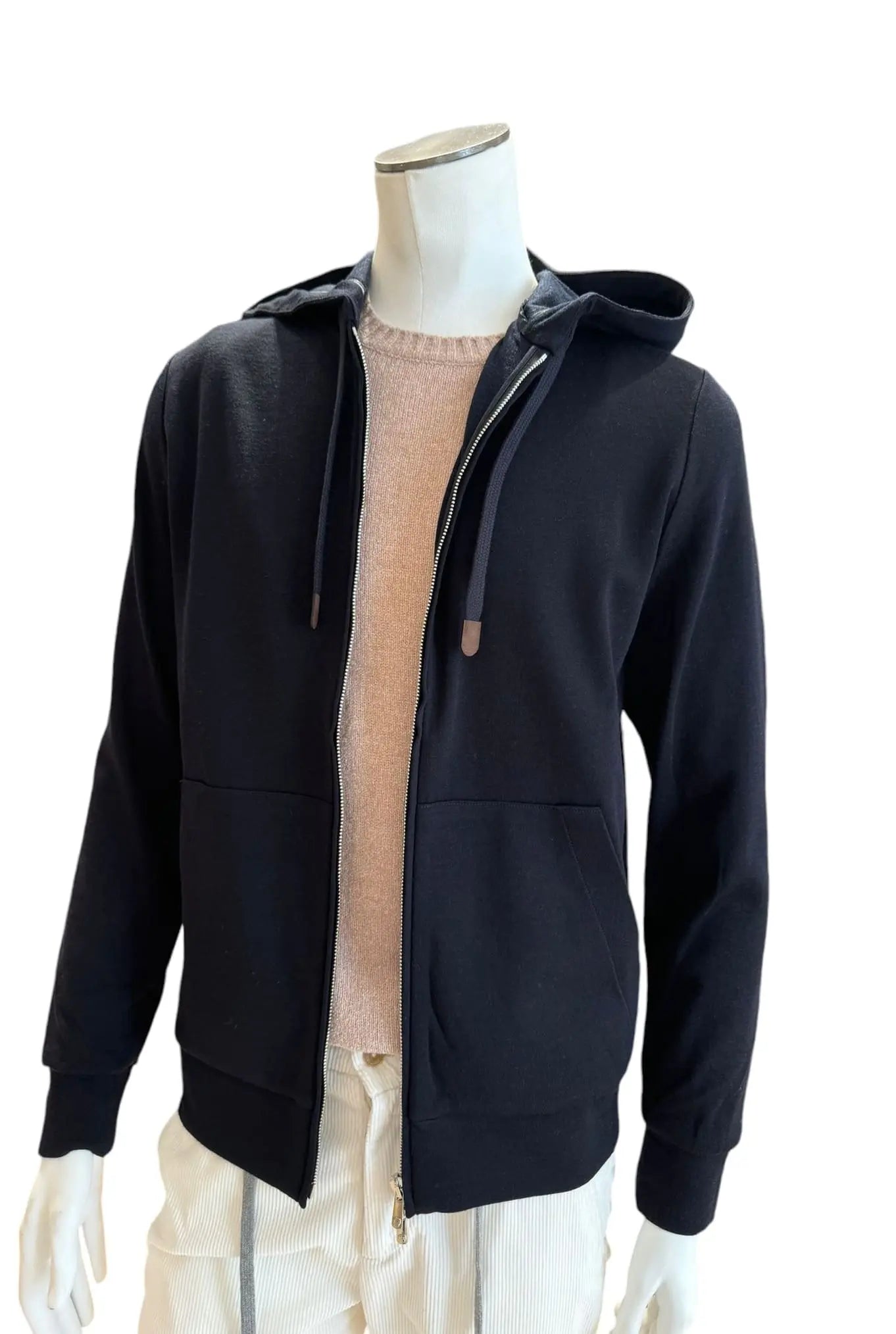 Felpa Cappuccio Jersey di Lana Blu - Guarino Store