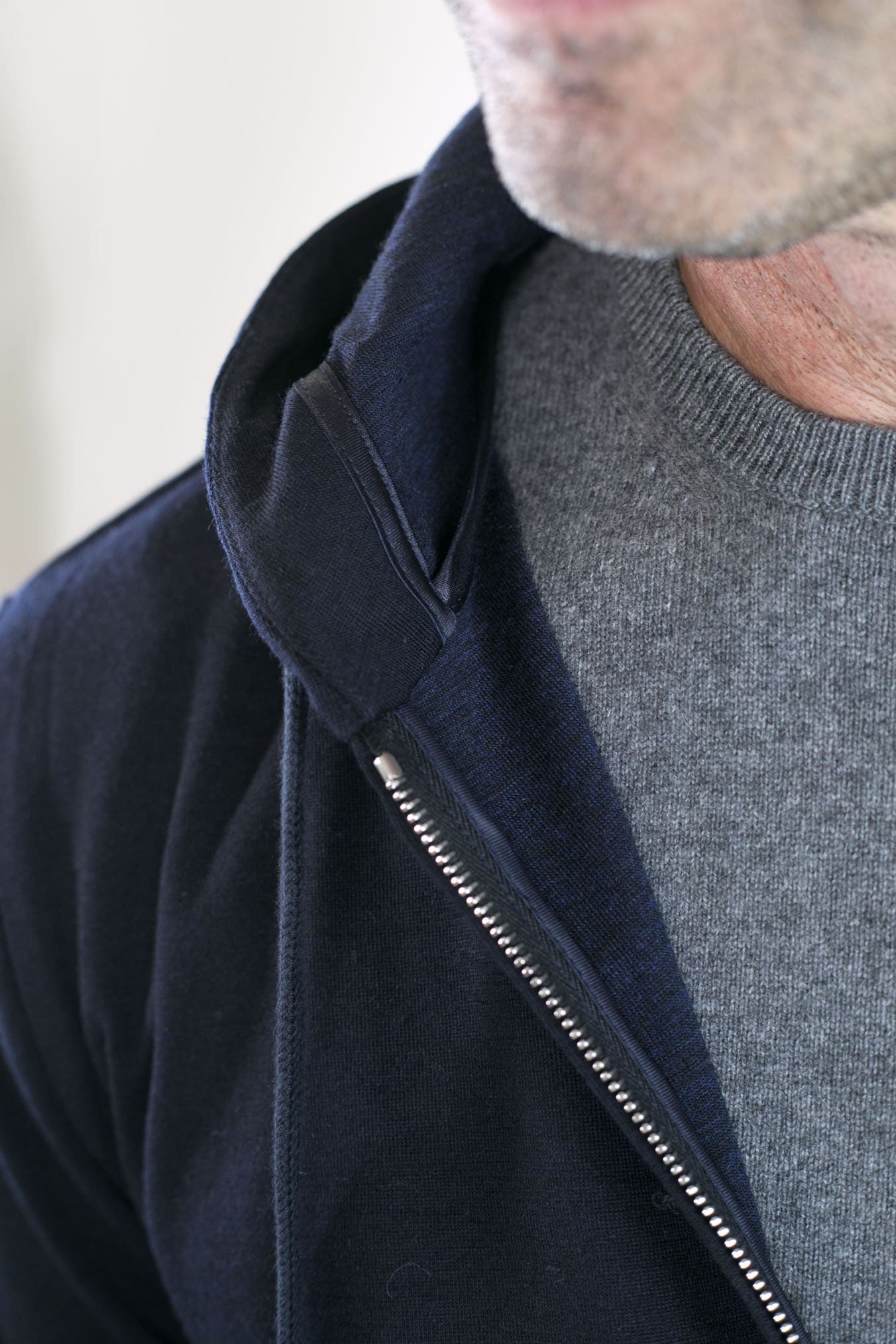 Felpa Cappuccio Jersey di Lana Blu - Guarino Store