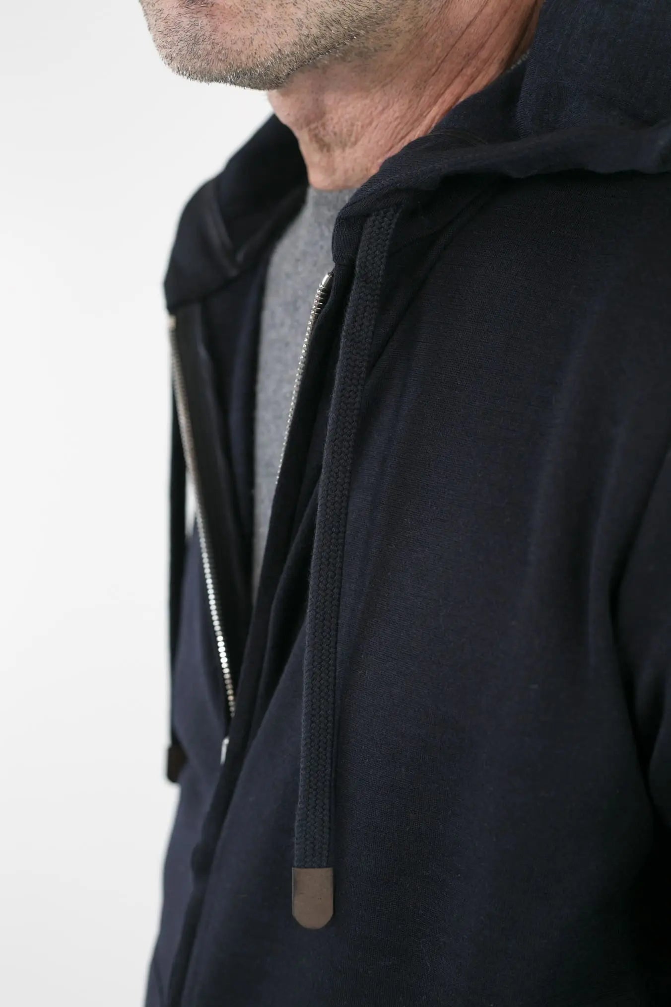 Felpa Cappuccio Jersey di Lana Blu - Guarino Store